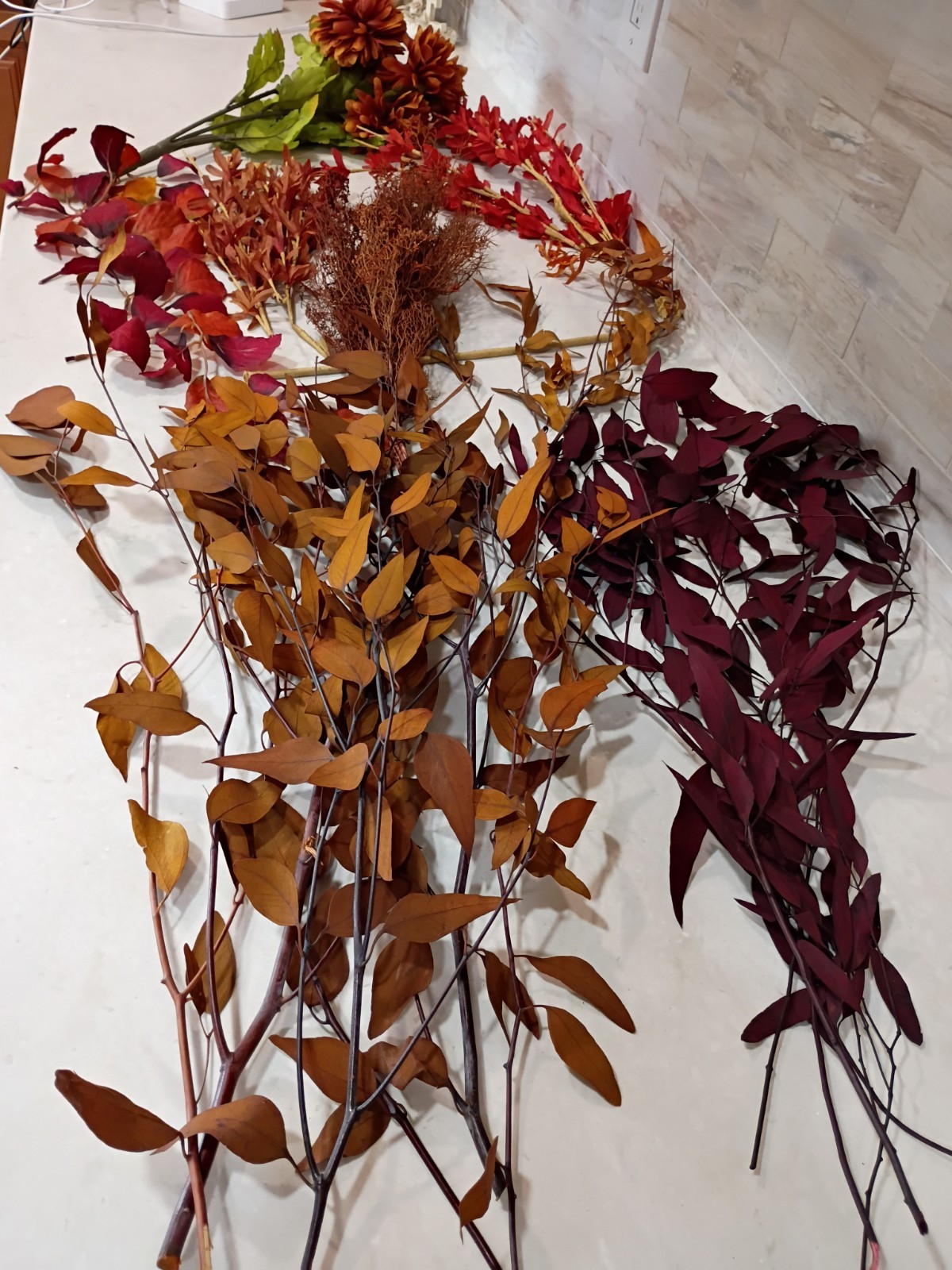 Artificial Stems Picks Flowers; Brown, Orange, Purple