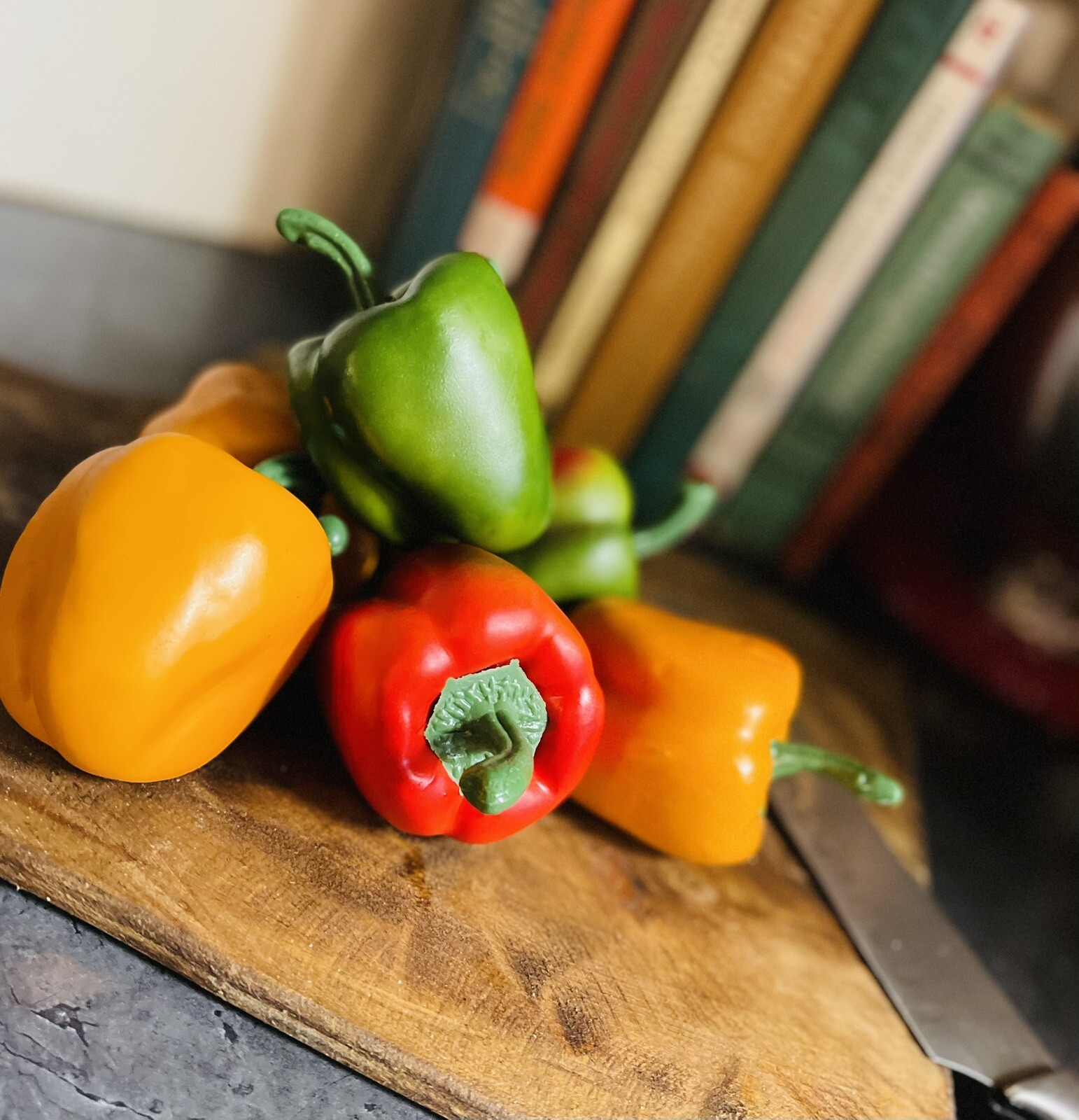 Lot 7 Realistic Red Green Orange Faux Artificial Bell Peppers Fake Food Prop