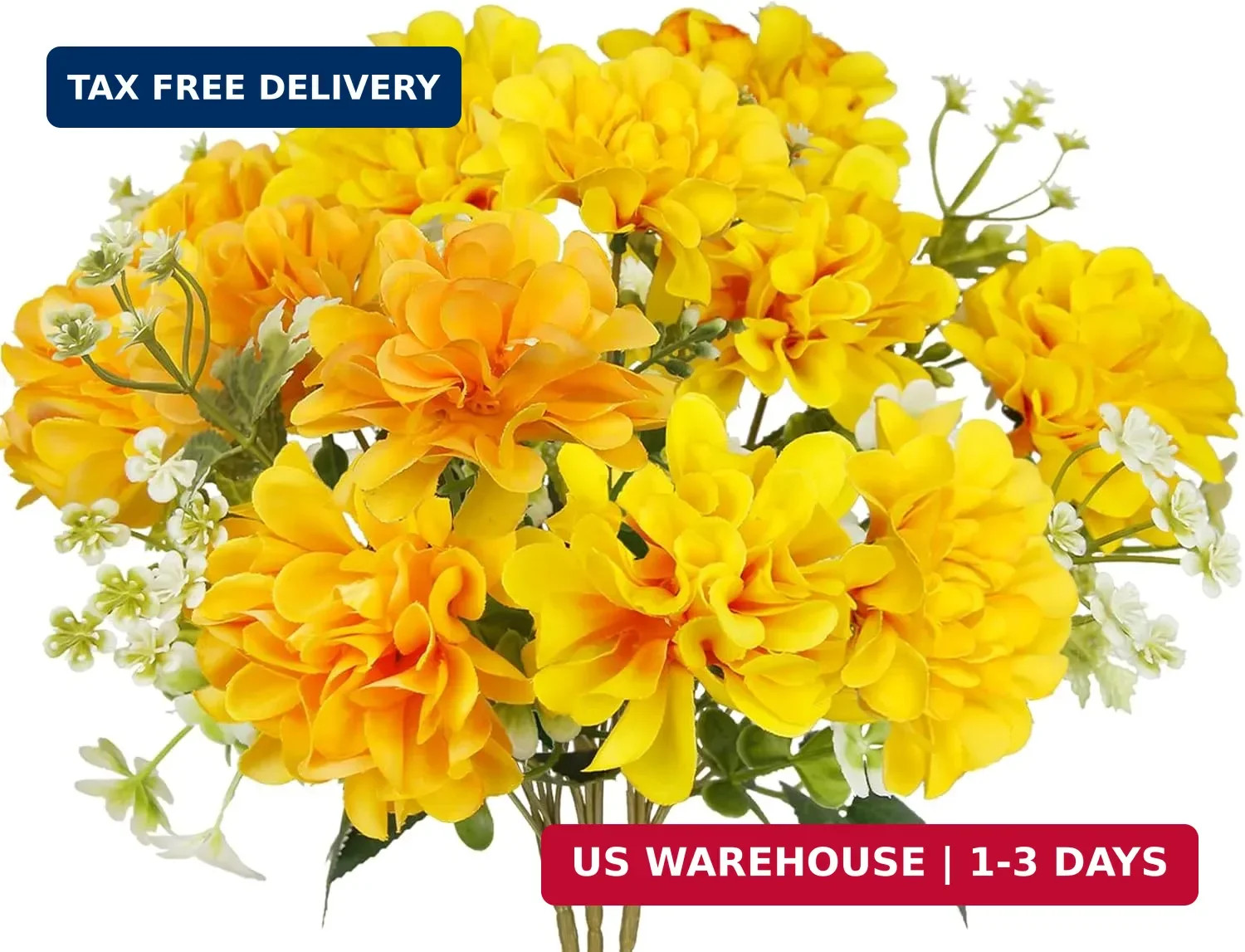3 Pcs Silk Cemetery Flowers Artificial Geraniums for Outdoors UV Resistant Yello