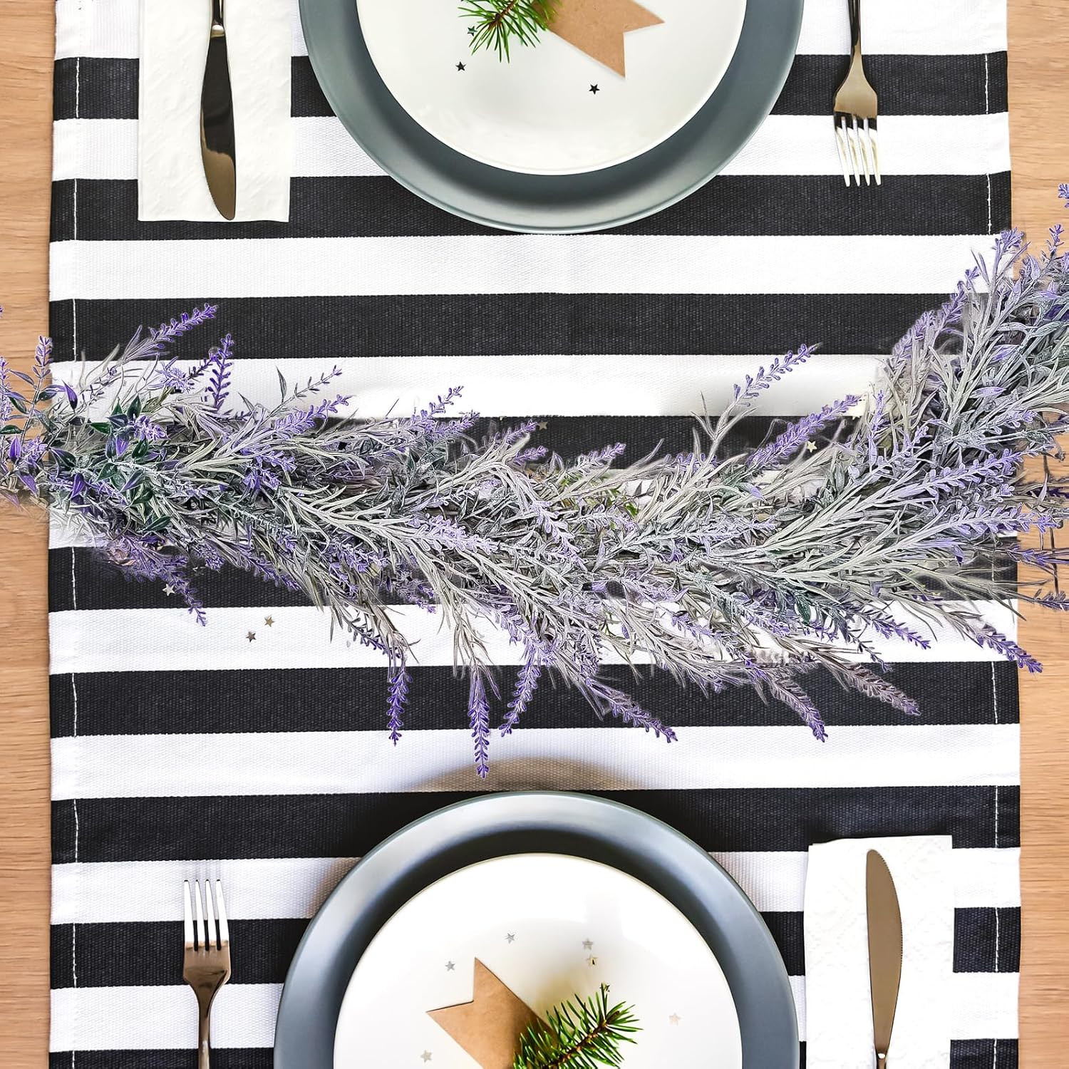 Spring Summer Lavender Purple Garland, 6Ft Lavender Artificial Green Garland, Fa