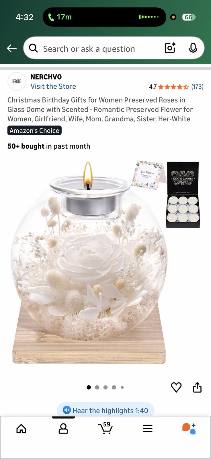 Preserved Roses in Glass Dome with Scented – Romantic Preserved Flower for Women