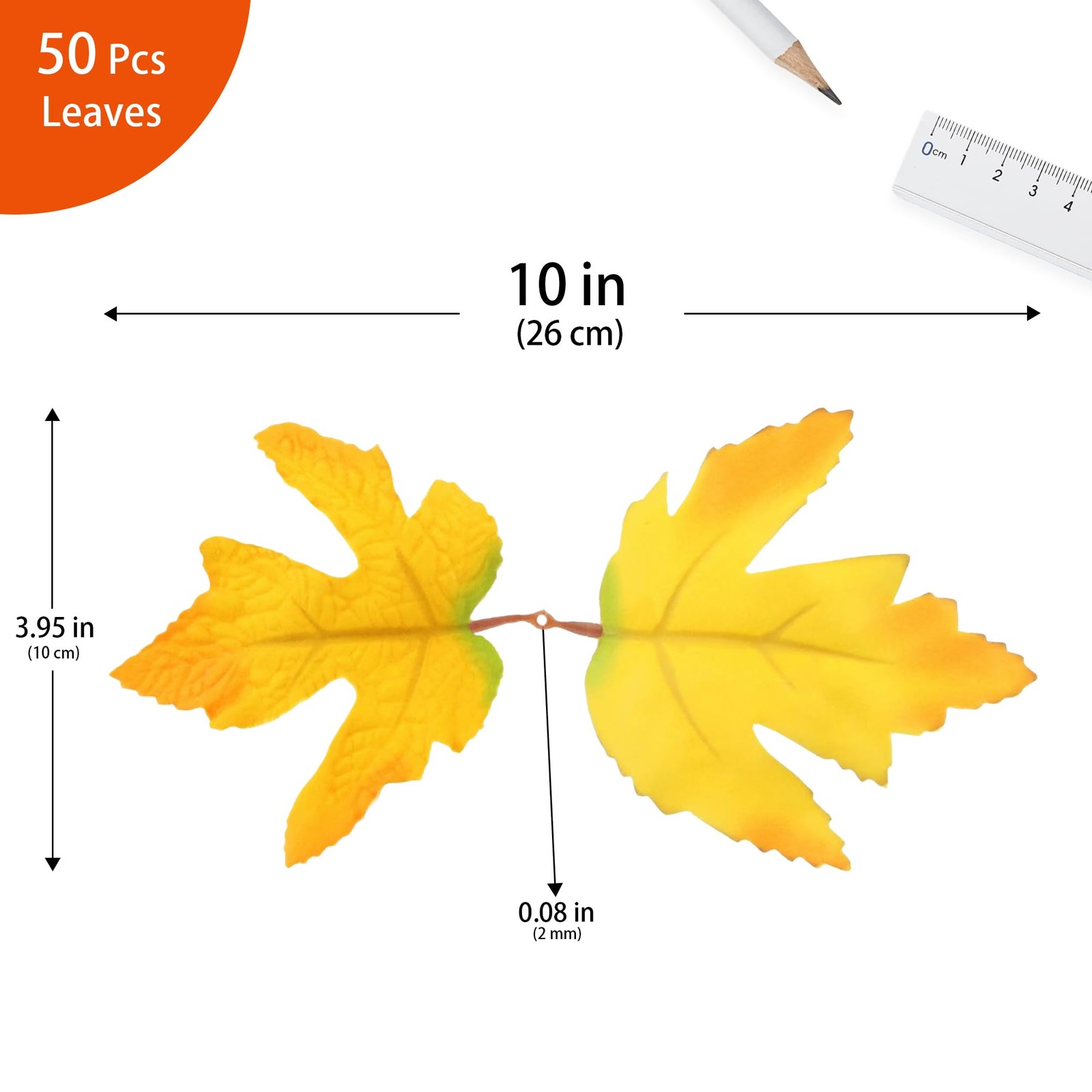 50 PCS Artificial Flowers Fall Decor Fake Maple Leaves Bulk Autumn 5-Color