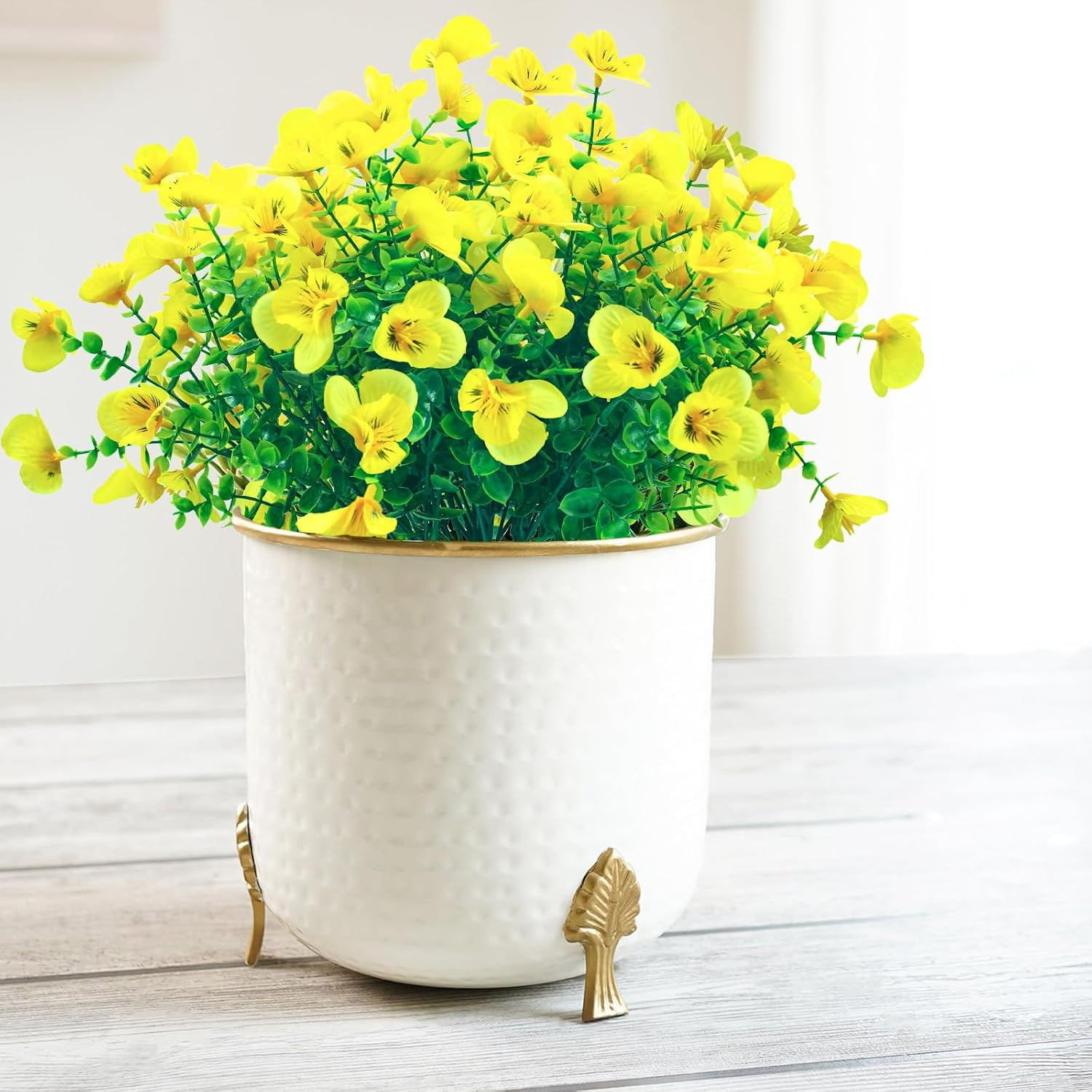 UV Resistant Yellow Artificial Flowers – 20 Bundles for Indoor & Outdoor Décor