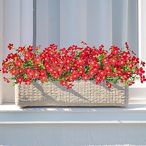 16 Pcs Artificial Flowers for Outdoors Decoration, Mixed | Fake silk flowers, UV