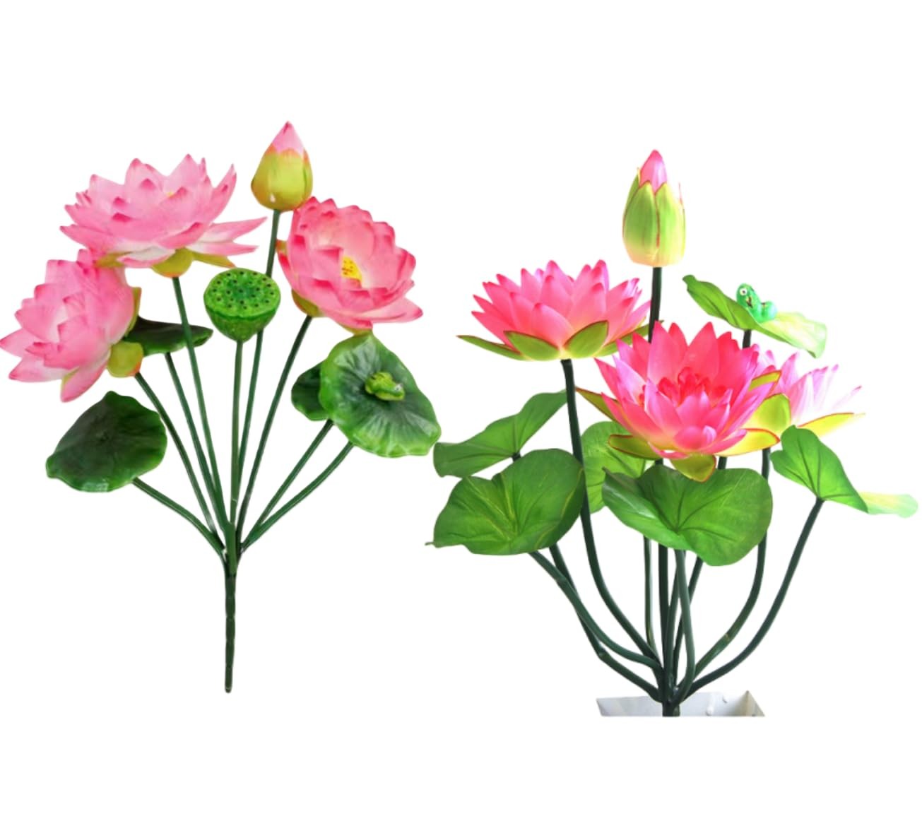 2 Bouquets Artificial Lotus Flowers,21″ Real-Touch Water Lilies Tabletop Flow…