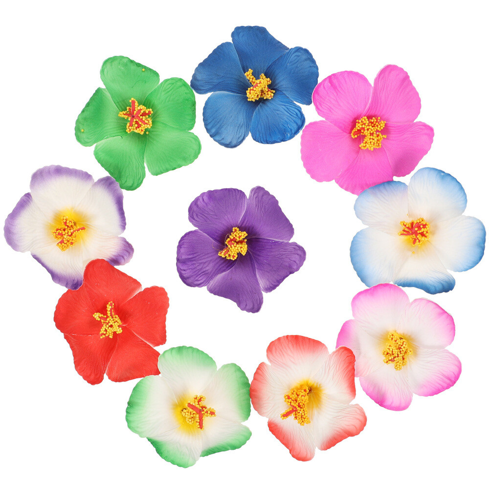 10Pcs Simulated Hibiscus Flower Eva Banquet Tropical Faux Hawaii Hibiscus Flower