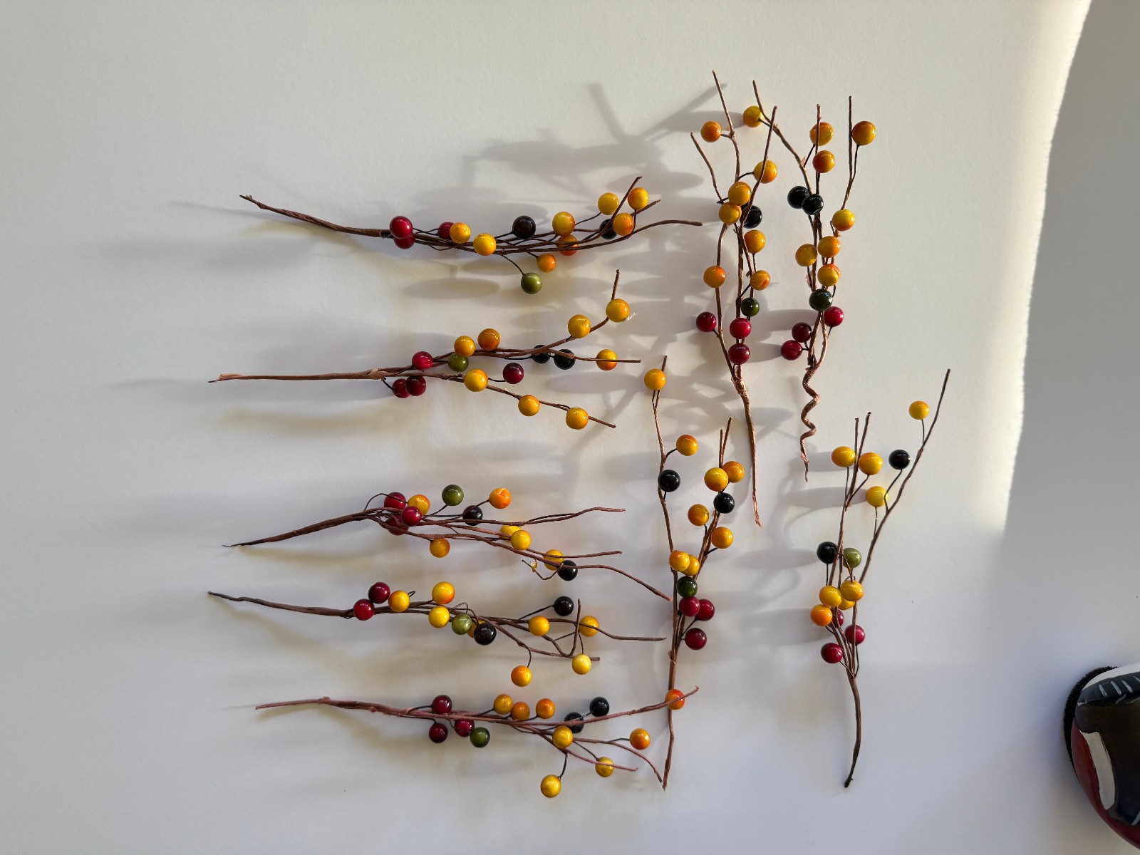 9 Thanksgiving picks Red Orange Brown Berries Wired pics 8″ Fall Vintage Accents