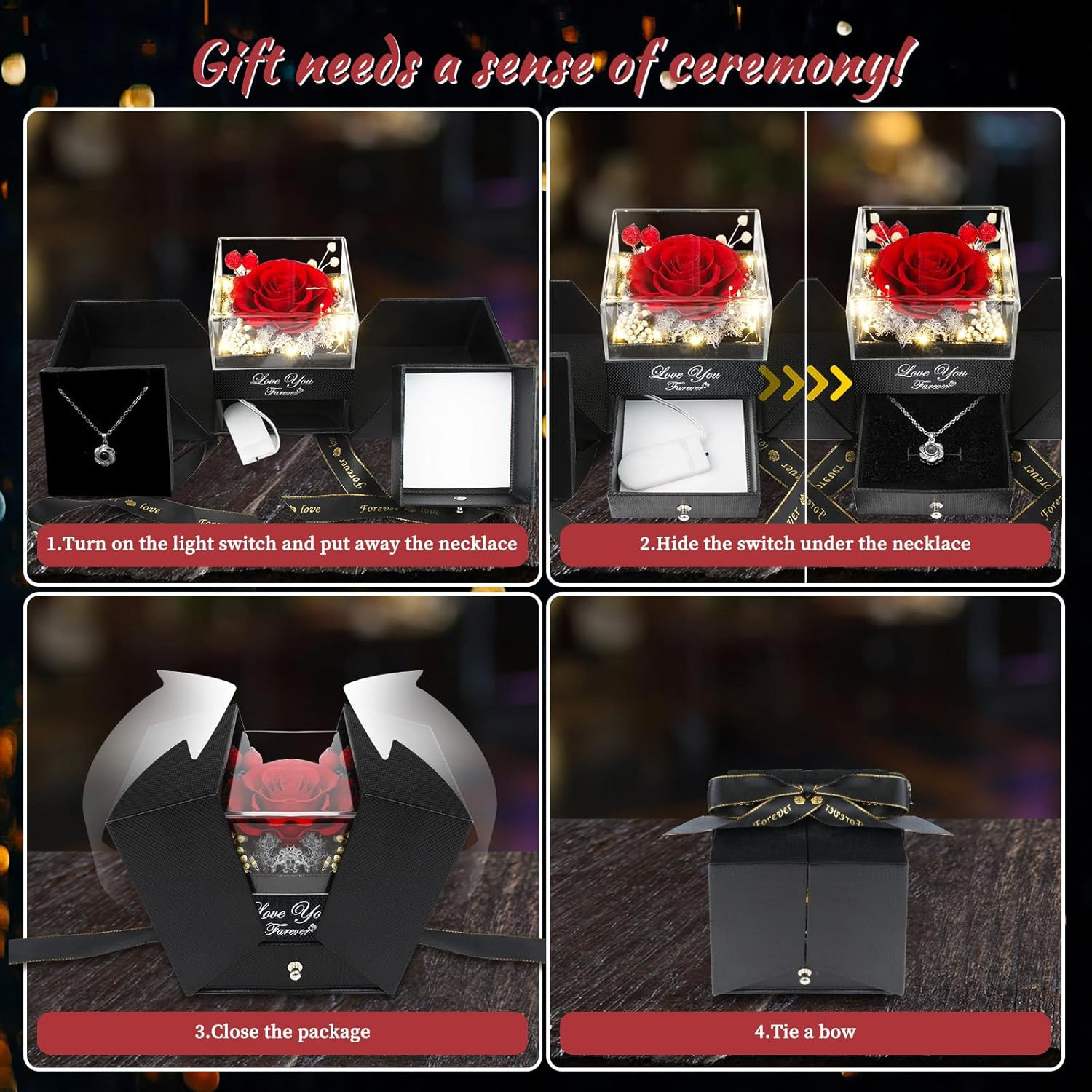 Preserved Red Real Rose-Eternal Flowers Rose Gifts for Mom Grandma Wife Girlfrie