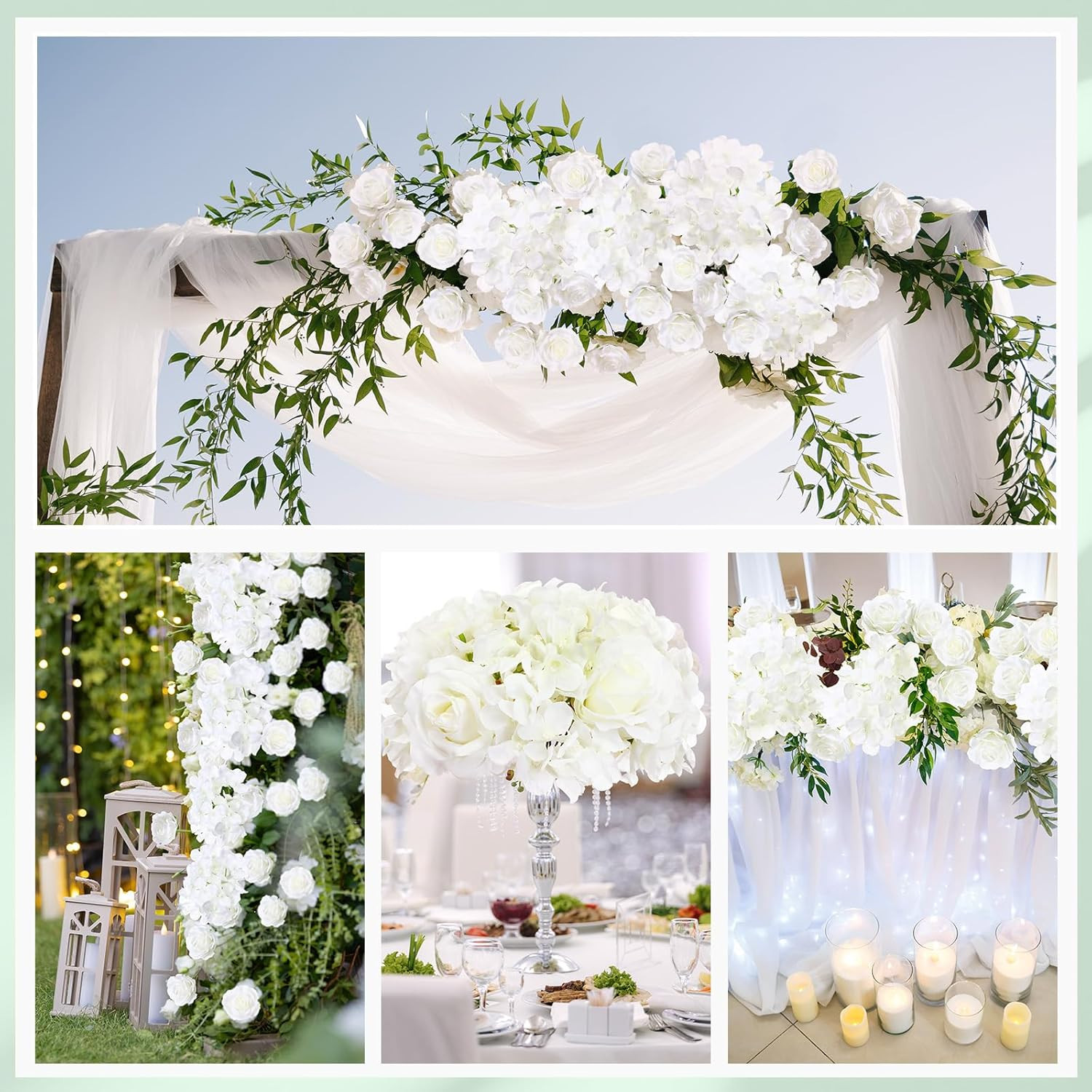 100 Pcs Realistic Silk Flowers – Hydrangeas & Roses for Weddings & Decor