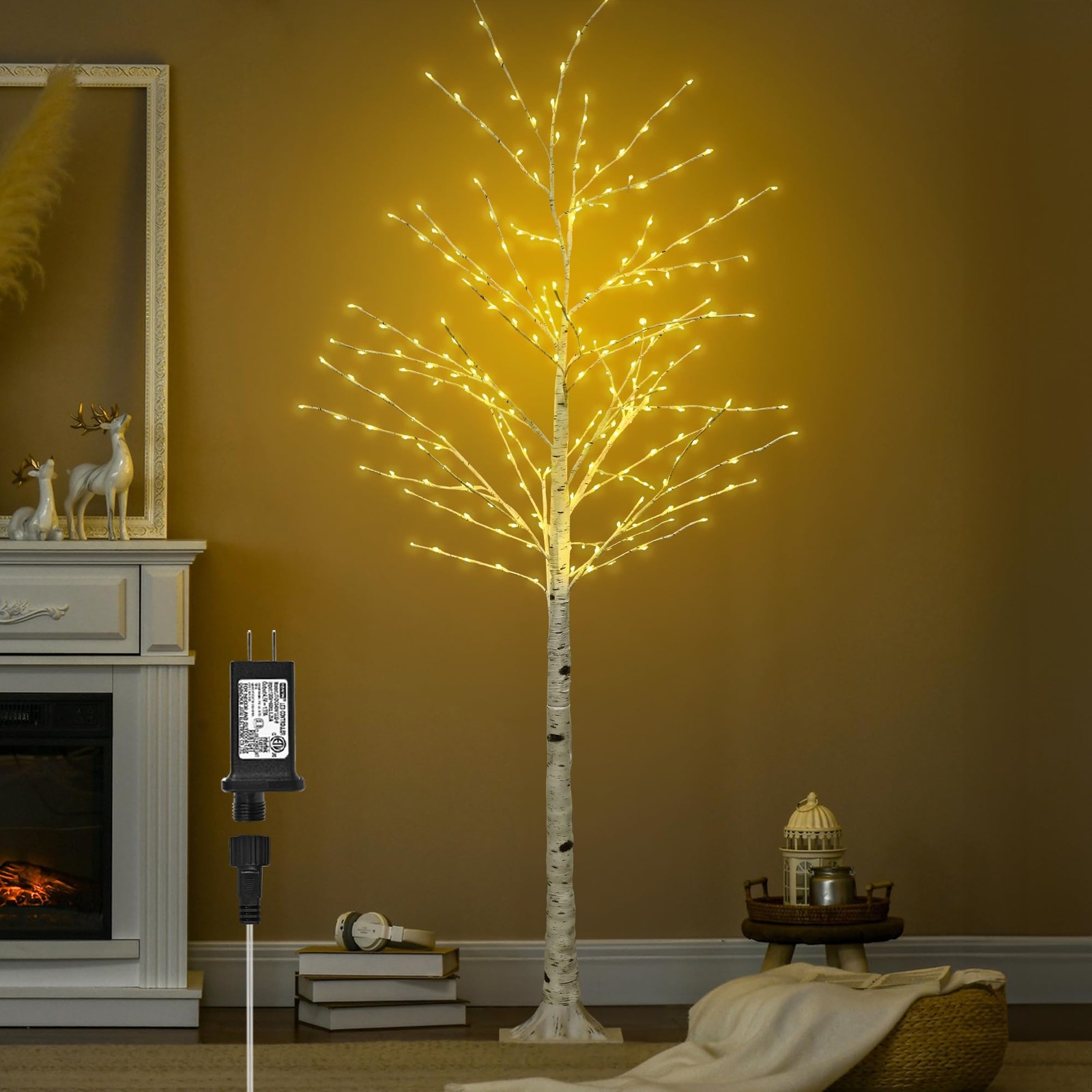 6FT Lighted Twig Birch Tree with Fairy Lights, 260 LED Birch Tree Lights with…