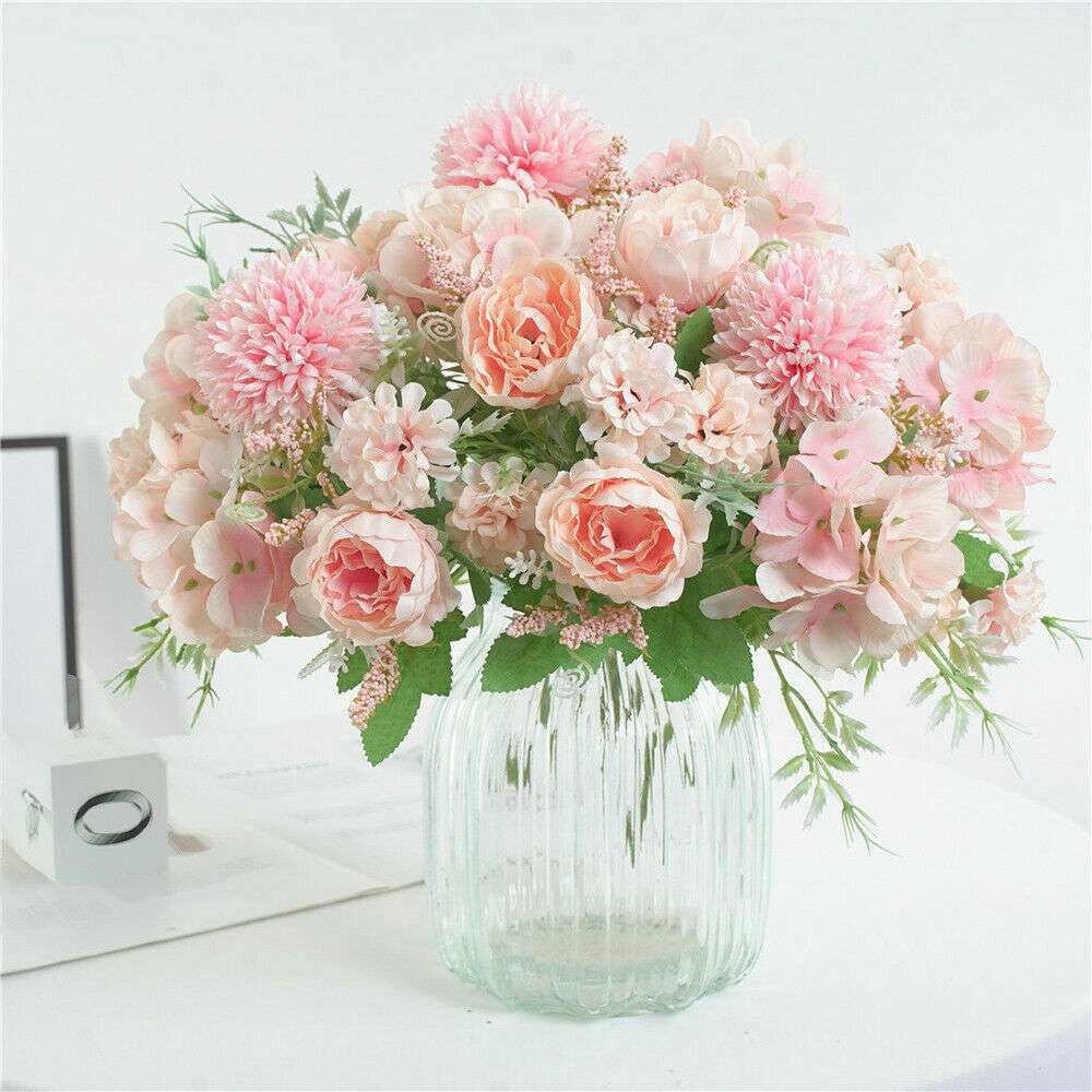 1 or 2 Silk Peony Artificial Fake Flowers Bunch Bouquet Home Wedding Party Decor