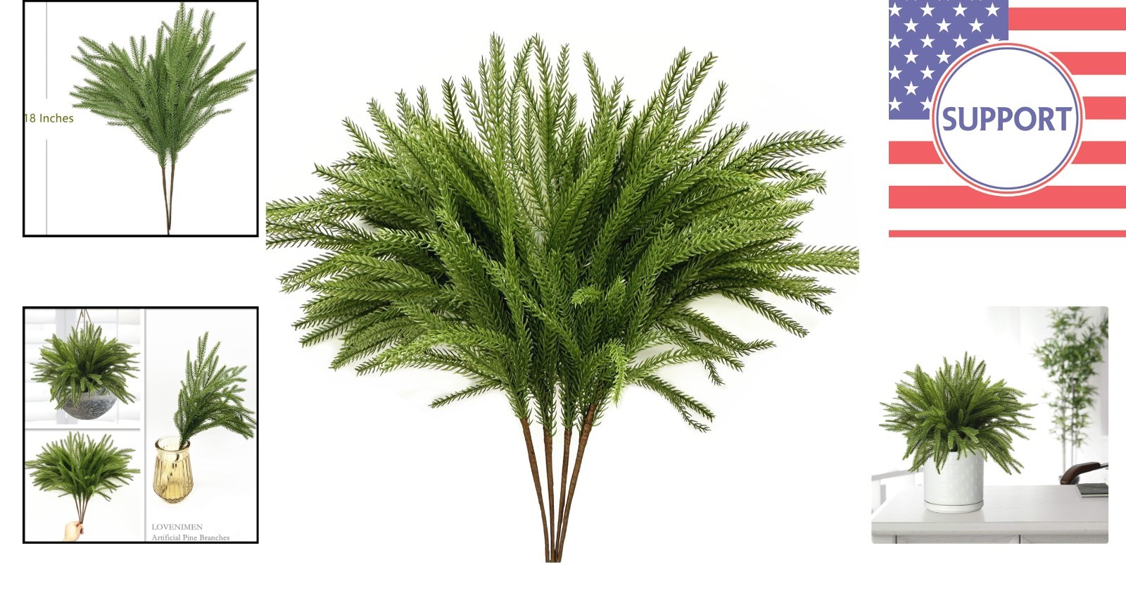 Artificial Light Green Pine Branches – Perfect for Indoor/Outdoor Arrangements