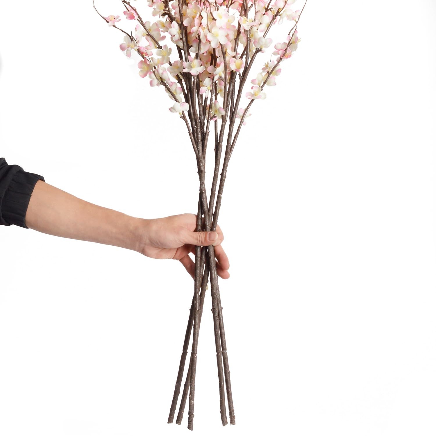 Artificial Flowers Silk Cherry Blossom Branches 5Pcs 39” Pink Faux Vase Decor