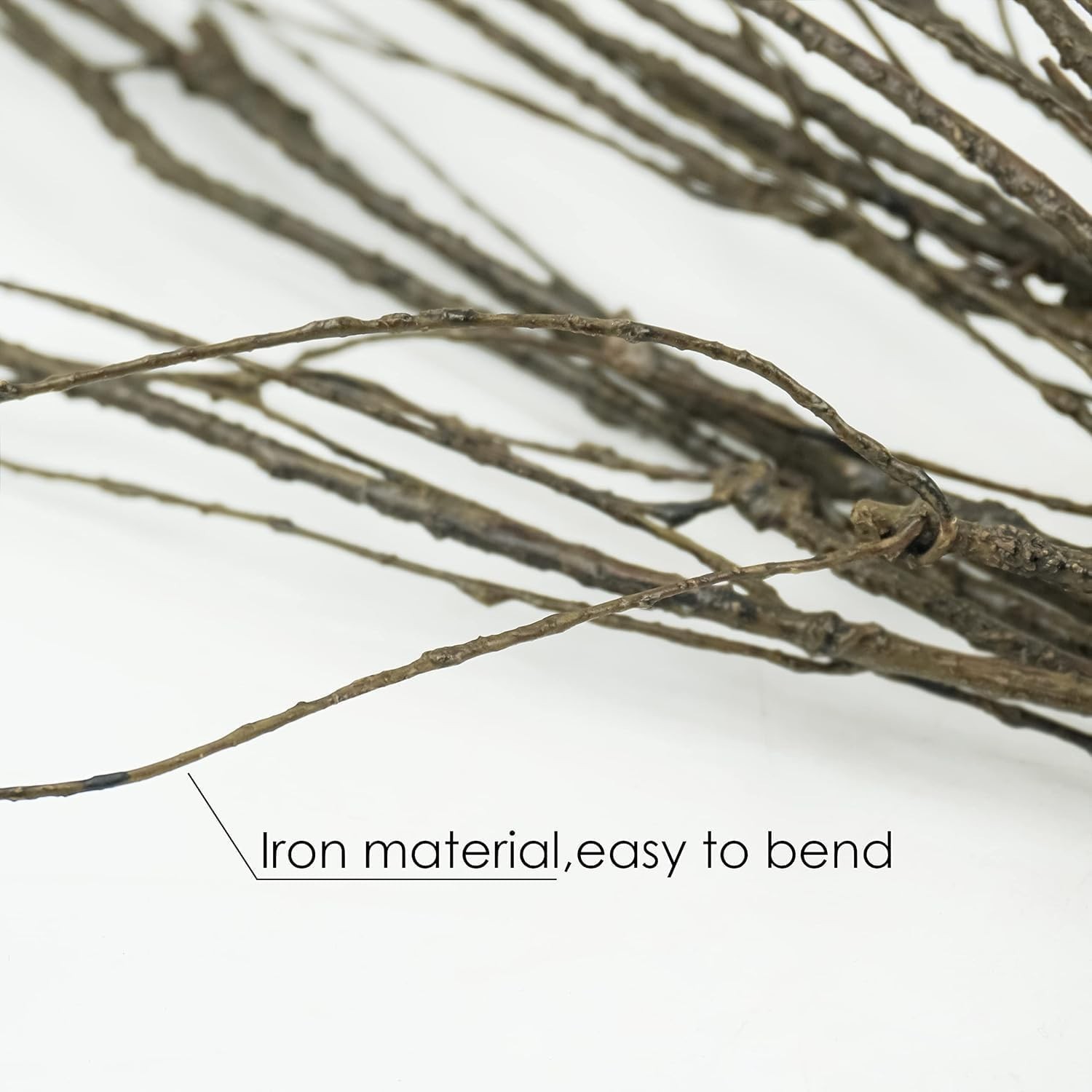 Artificial Curly Willow Branches, Dark Brown, Bendable Stem
