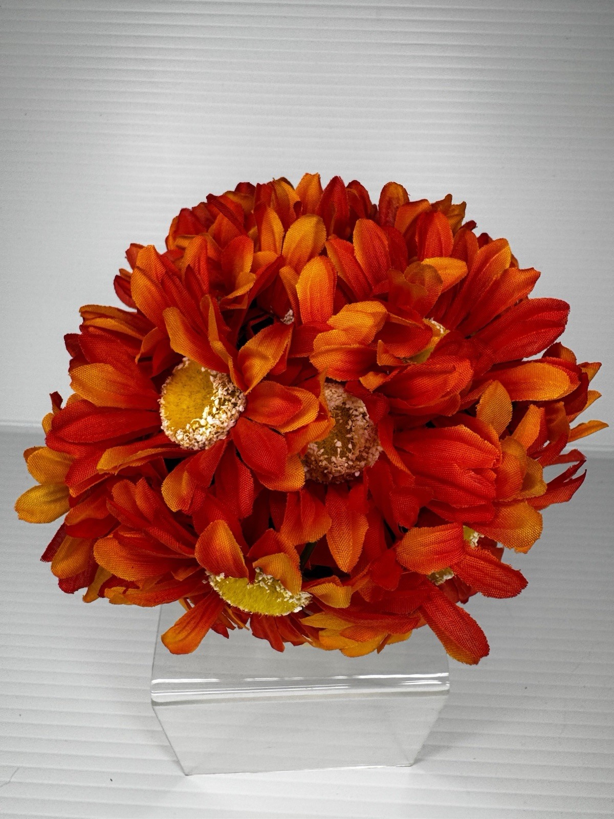 Artificial Orange Daisy Floral Arrangement In Decorative Pot Fall Autumn Decor