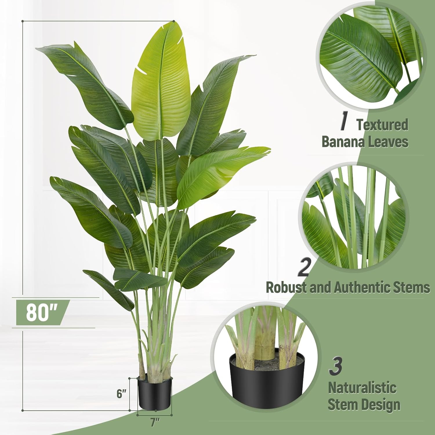 Lifelike 6.6Ft Bird of Paradise Faux Plant – Perfect for Home & Office Decor
