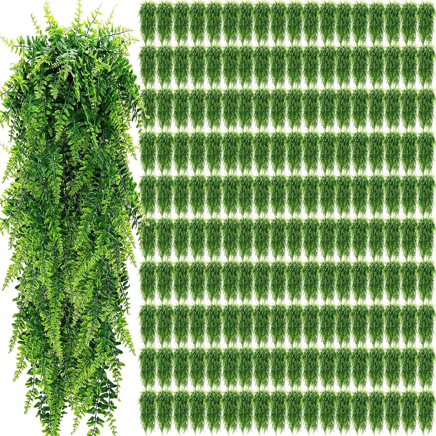 116 Pcs 32″ Artificial Boston Ferns for Indoor Outdoor Decor, No Basket