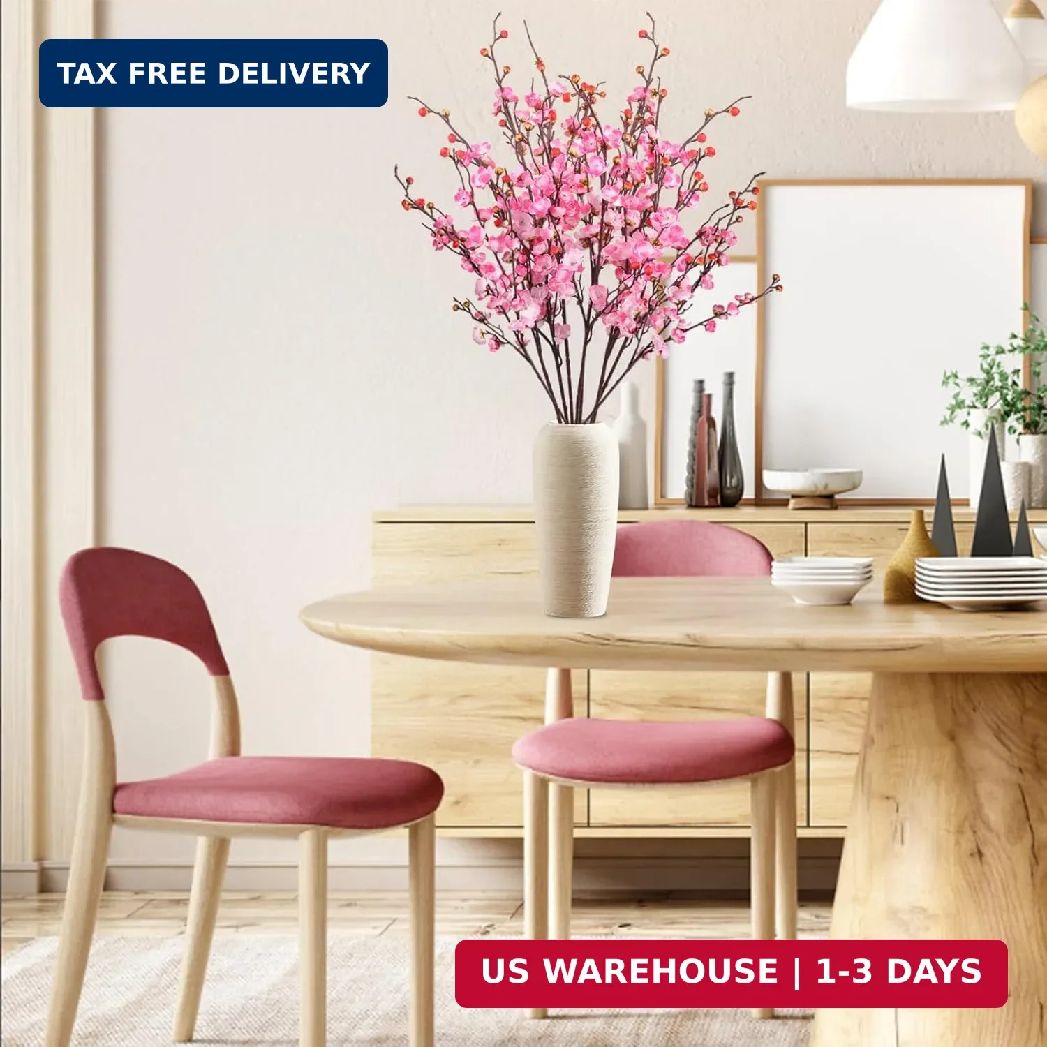 8pcs Pink Cherry Blossom Branches 36in Cherry Blossom Decor (pink, 36in) | artif