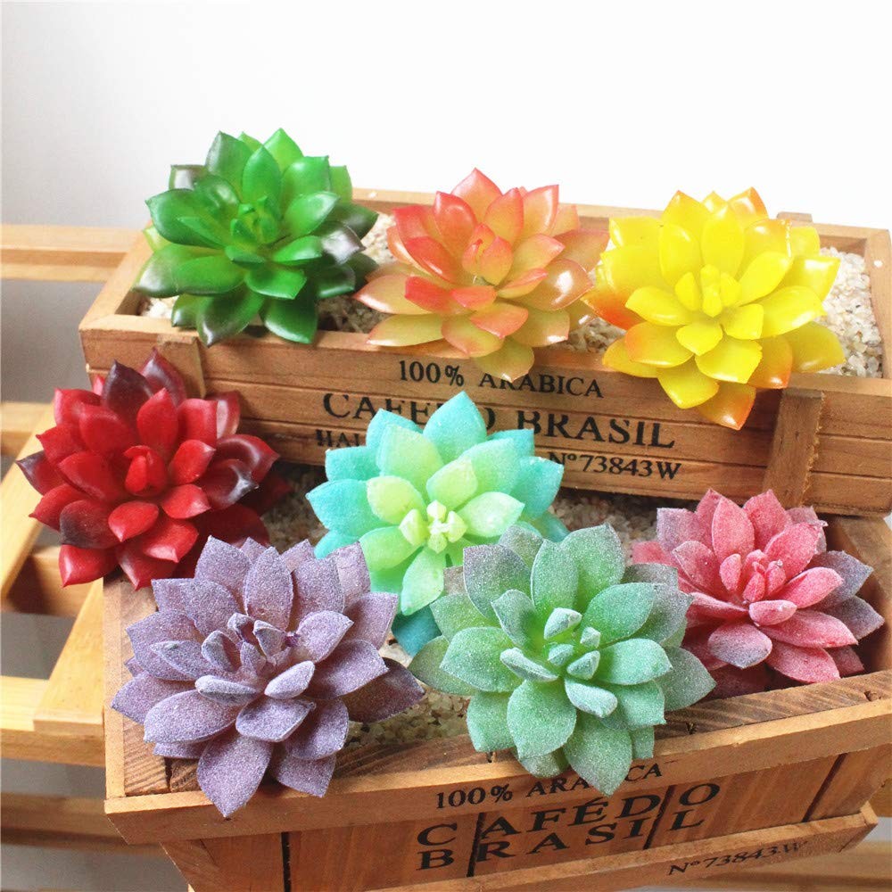 11PCS Assorted Multicolor Artificial Succulent Plants Textured Cactus Aloe Su…