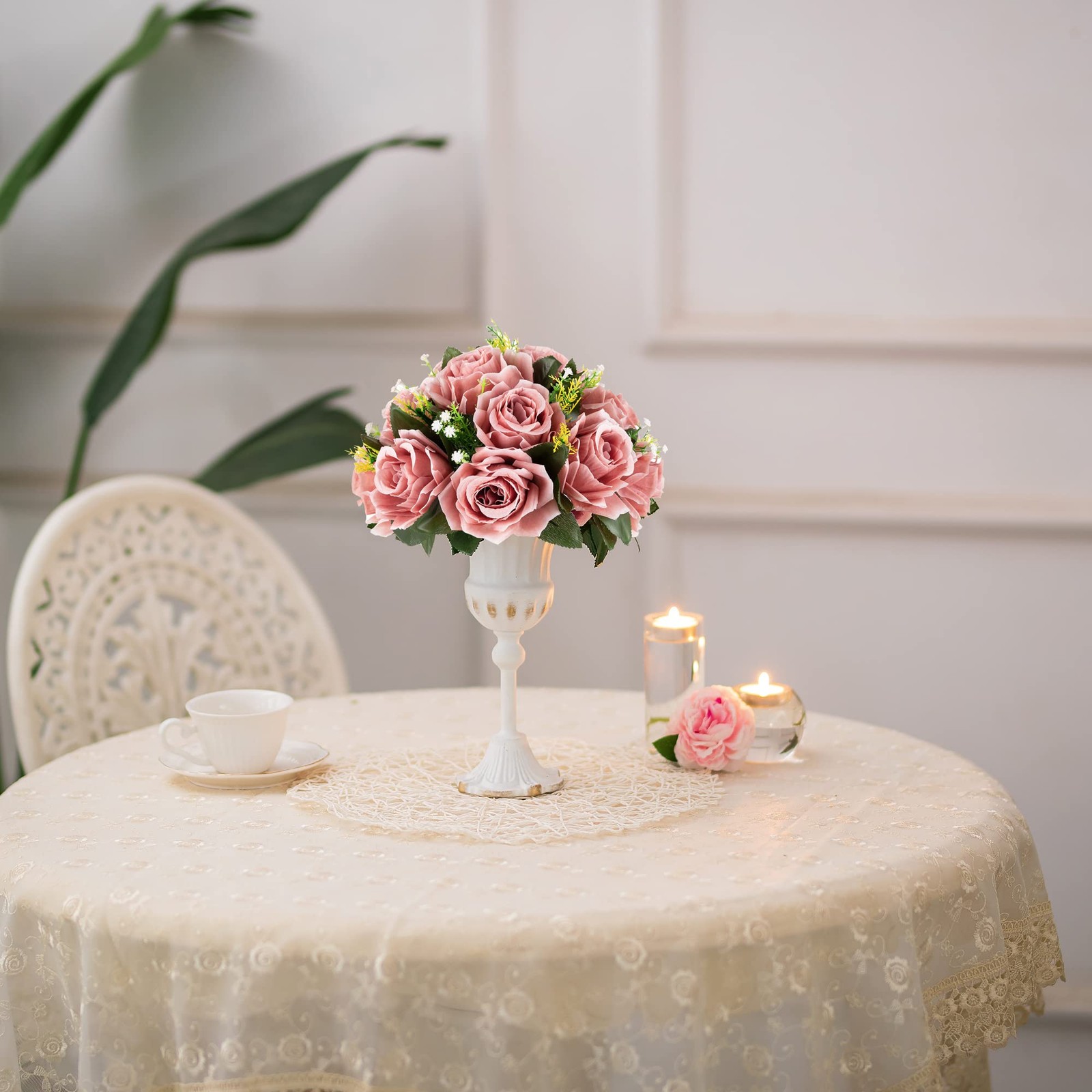 Dusty Pink Flowers Centerpieces 2 Pcs Artificial Roses Flowers Balls for Wedd…