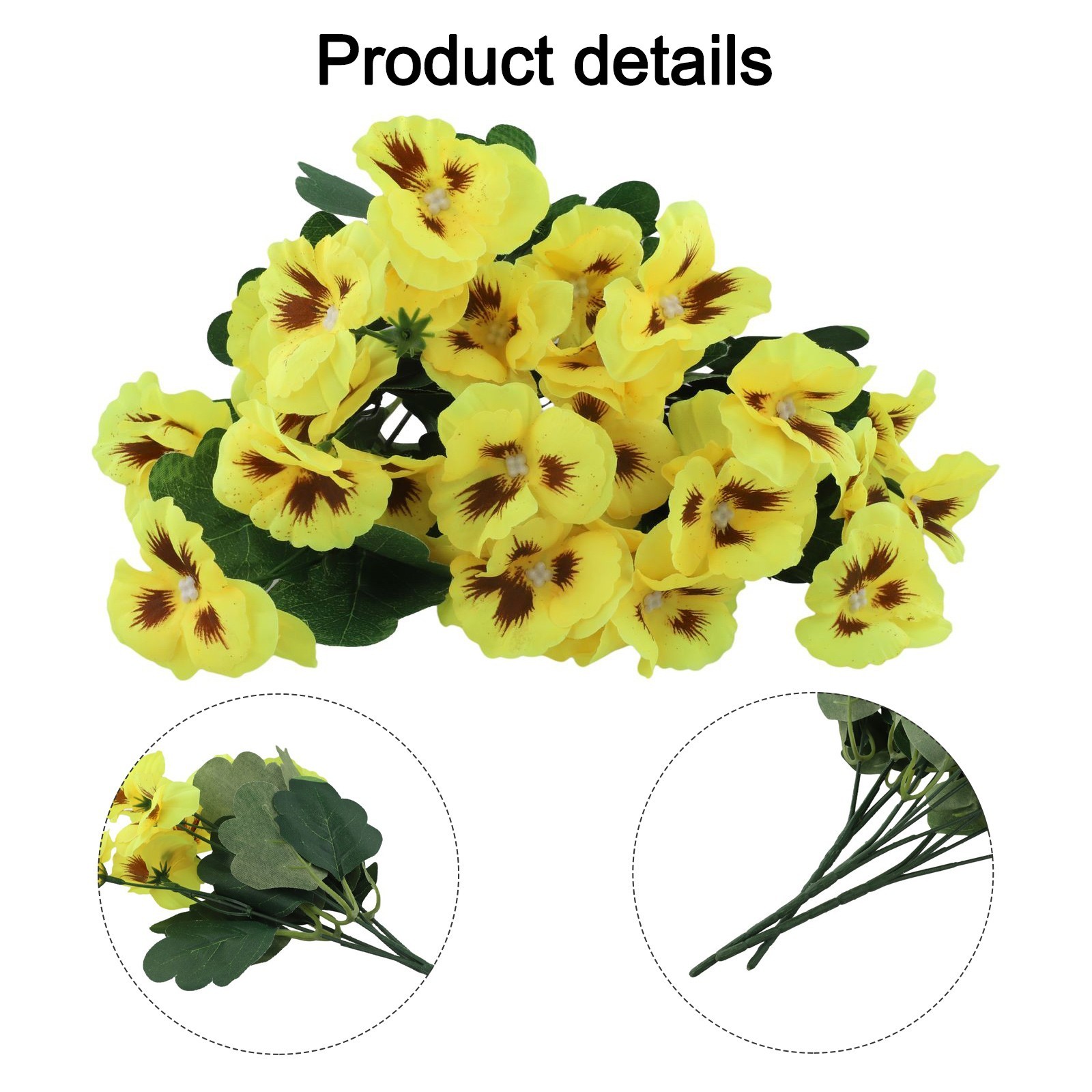 Artificial Pansy Flowers 3pcs for Vibrant For Indoor and Outdoor Decor