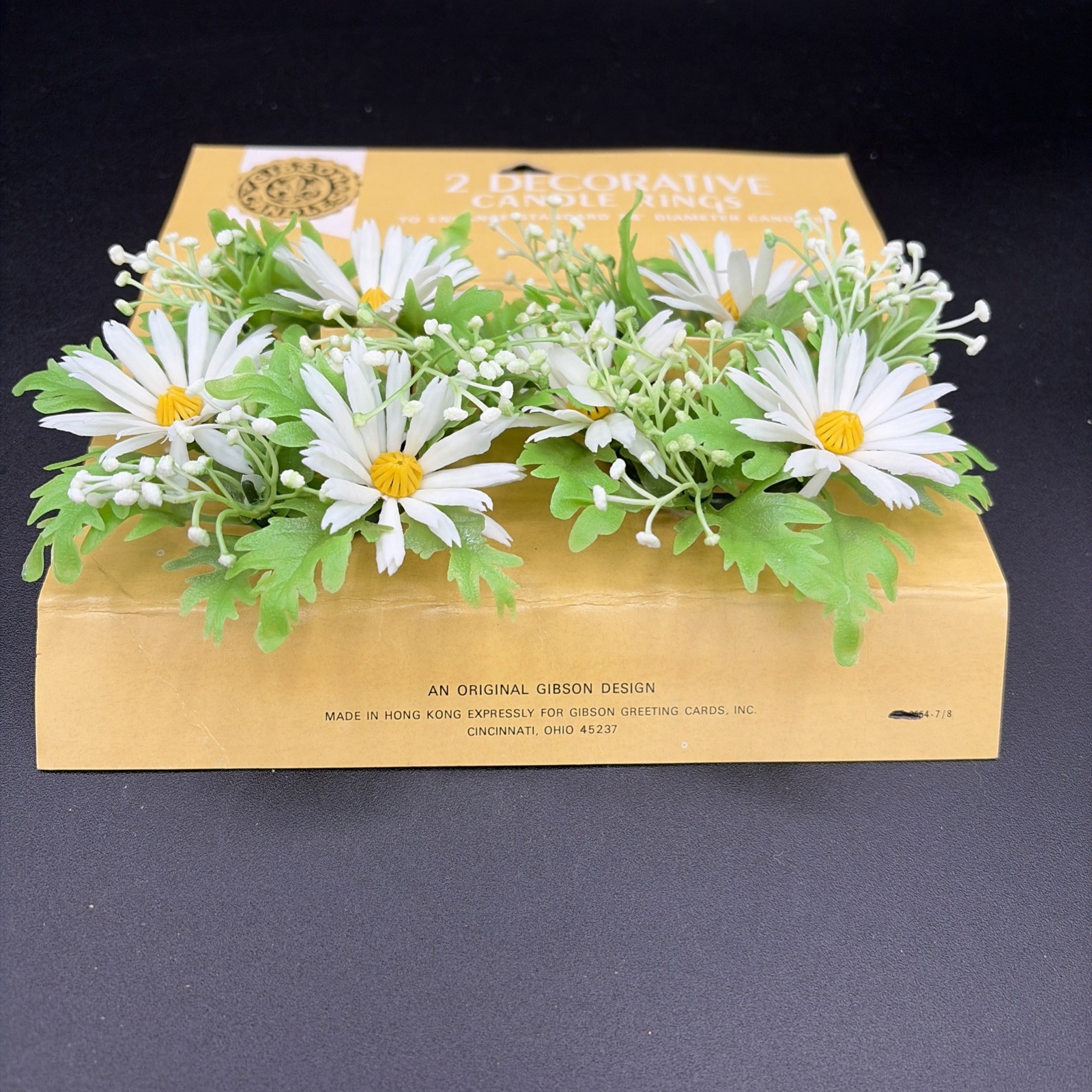 Vintage Gibson White Daisy Candle Rings Set of 2 Faux Floral Faux Wreath