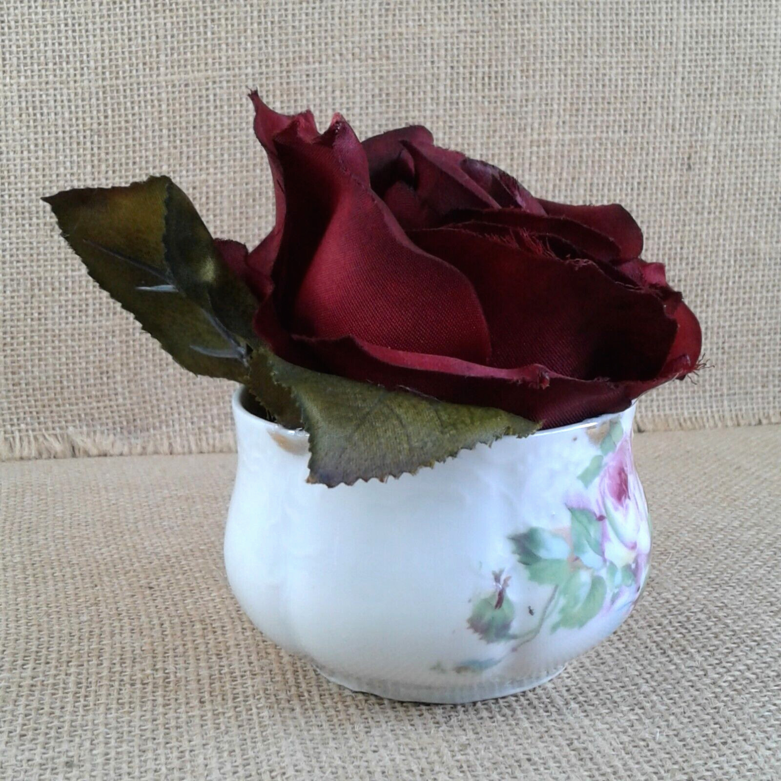 Deep Red Rose Original Floral Decor Tea Cup Chic Victorian Love Unique Gift 1457