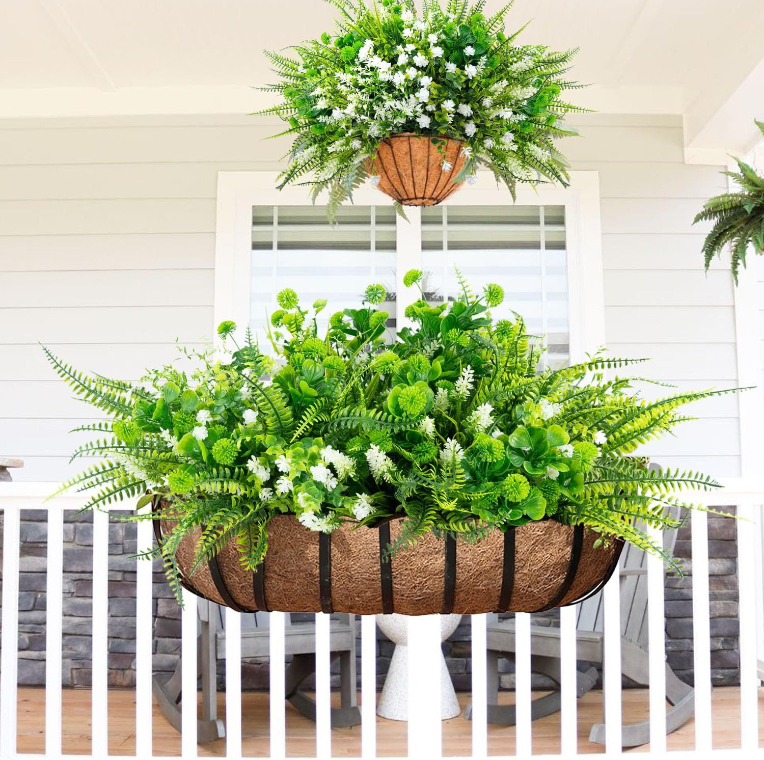 14 Bundles 5 Styles Fake Plants UV Resistant Artificial Outdoor Plant Boston Fer