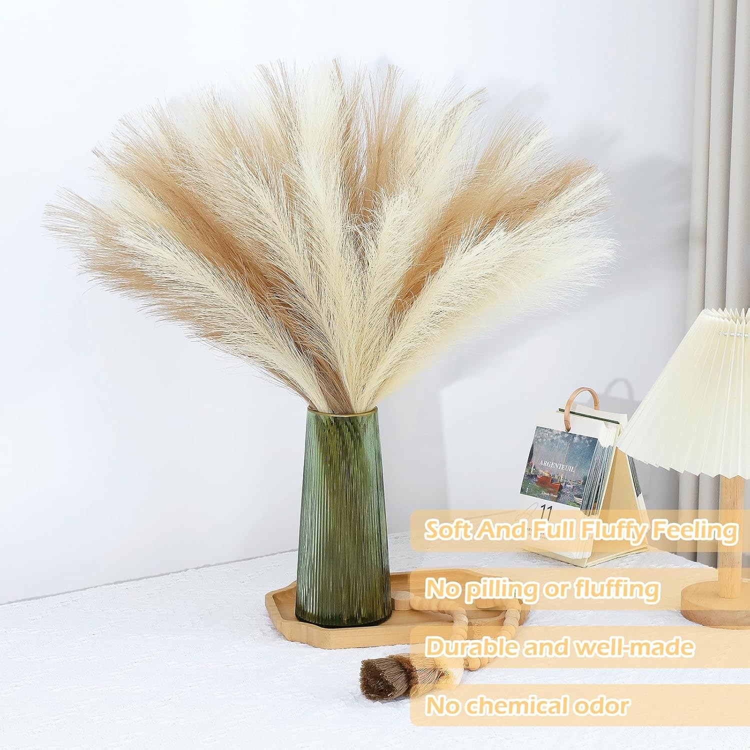 Pampas Grass Decor 30 Pcs 21.7 Inch Faux Brown Pampas Grass Bulk Artificial Drie