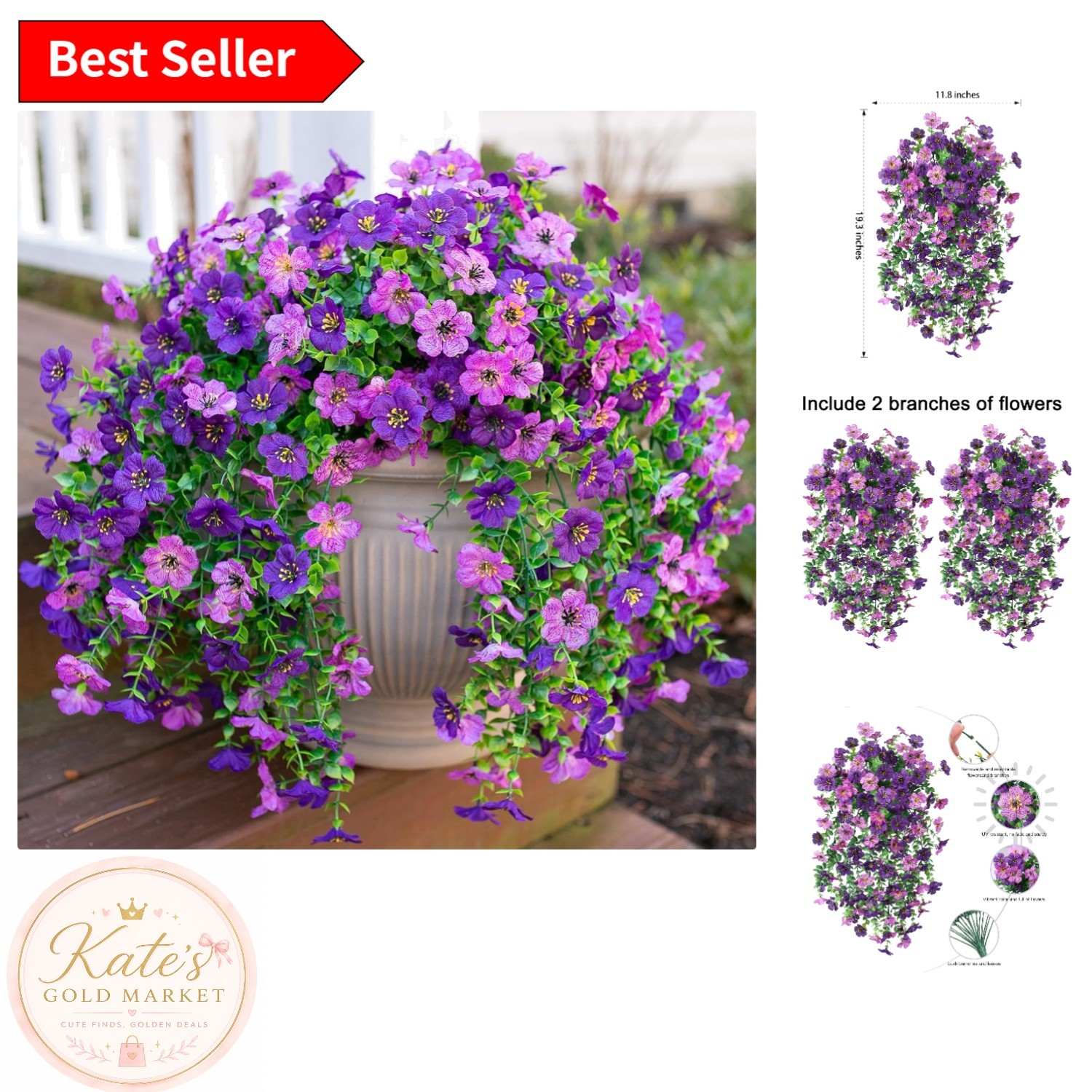 Vivid 2Pcs Purple Daisy Flowers – Low Maintenance Decor for -Round Beauty