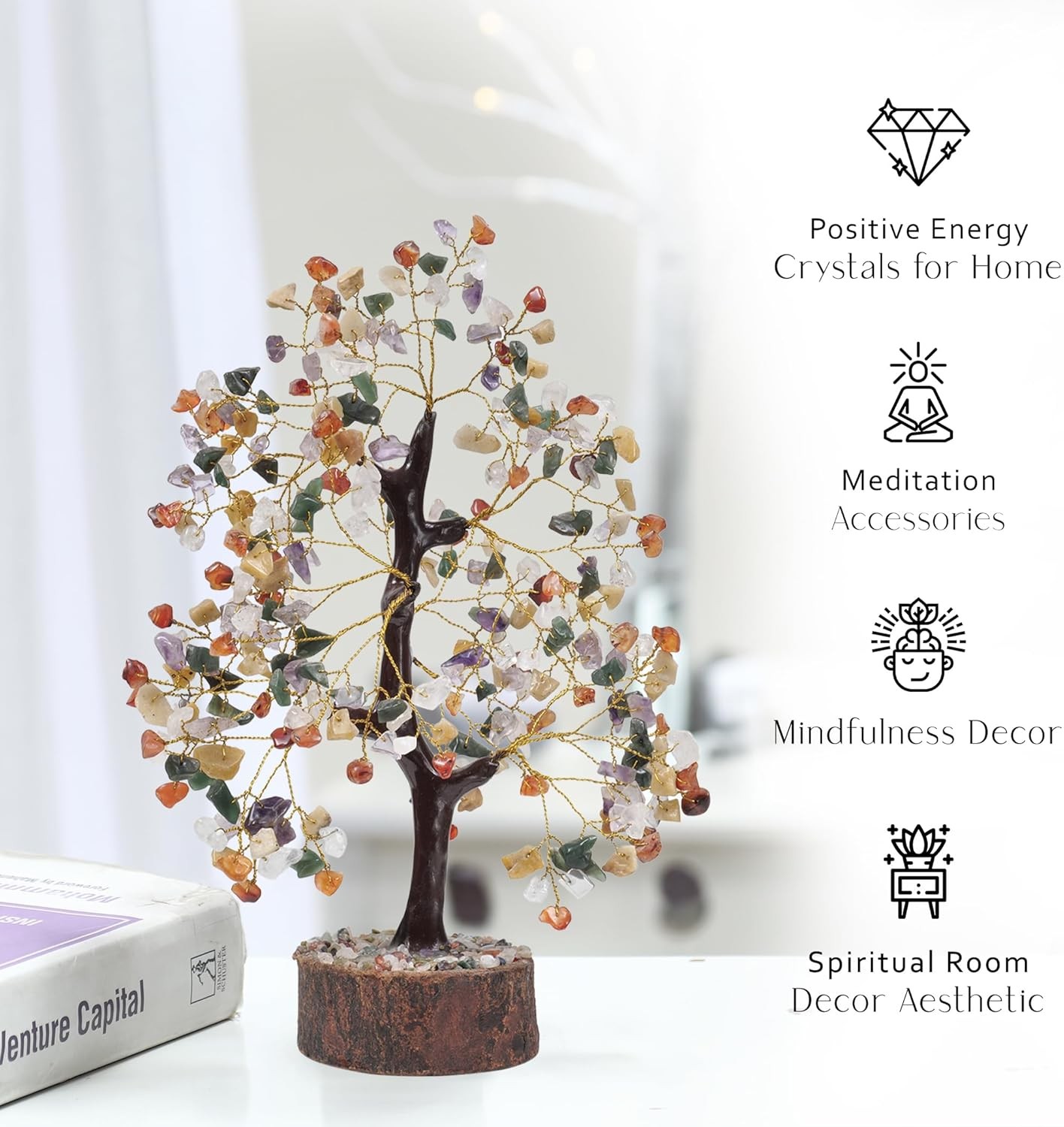 Chakra Money Tree, Crystals, Spiritual Decor, Gemstone A-chakra Mix Tree G