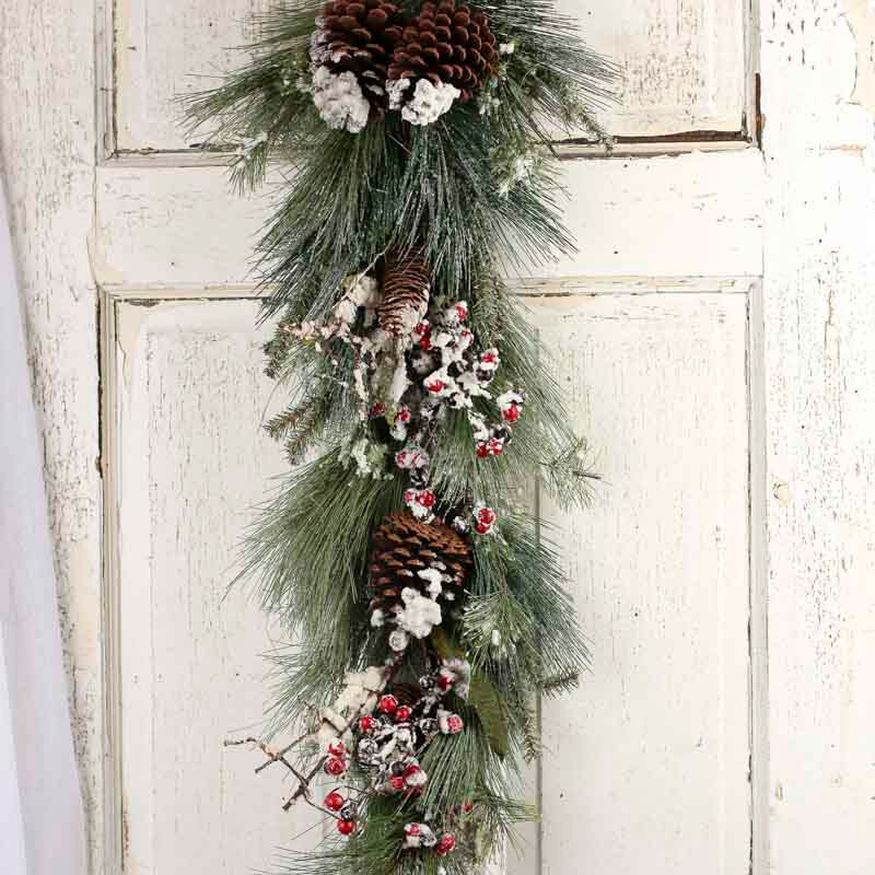 Bulk Case of 6 Snowy Holiday Artificial 24″ Pine Drop Swags
