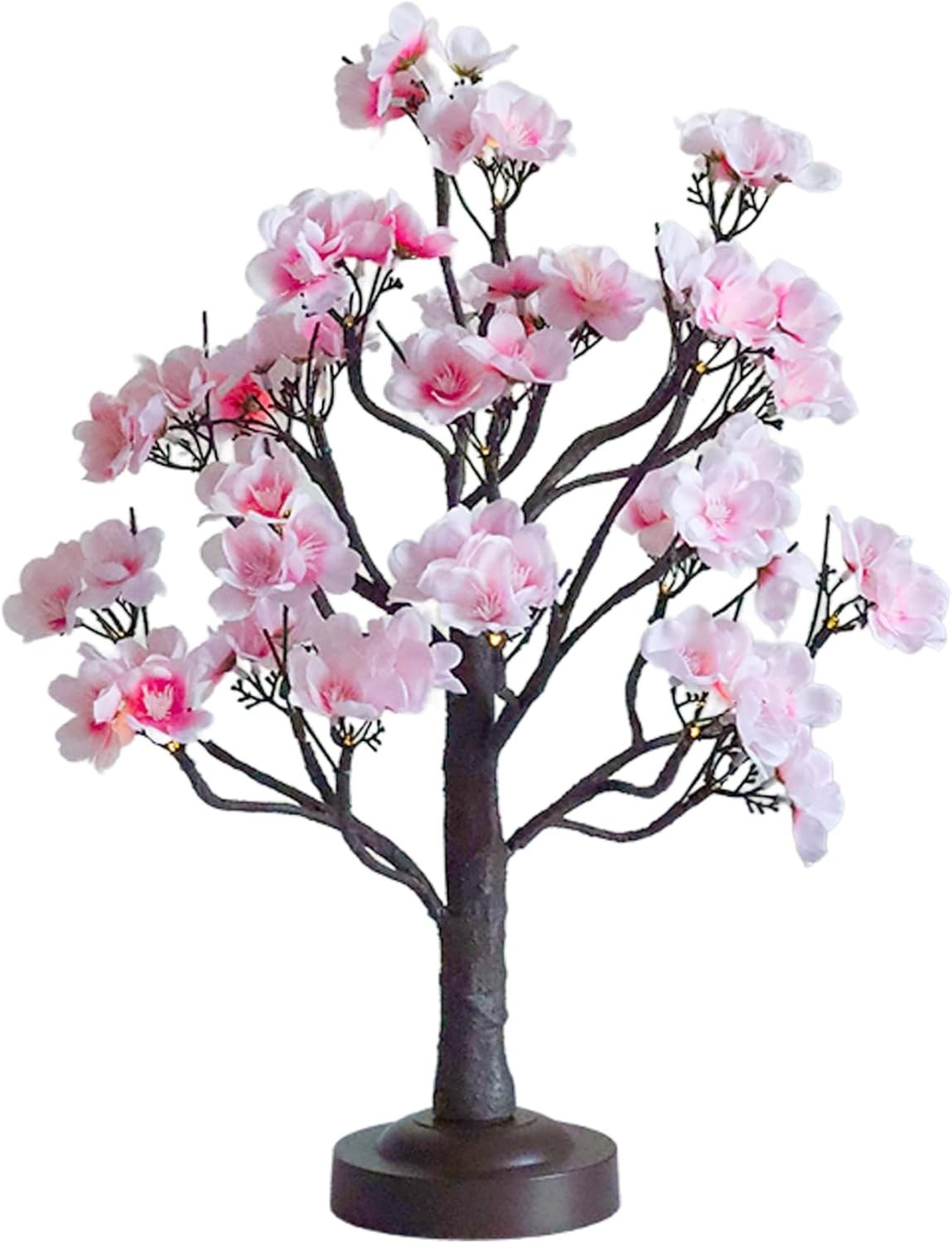18 Inch Cherry Blossom Tree with Timer, Warm White Tabletop Spring Bonsai Tre…