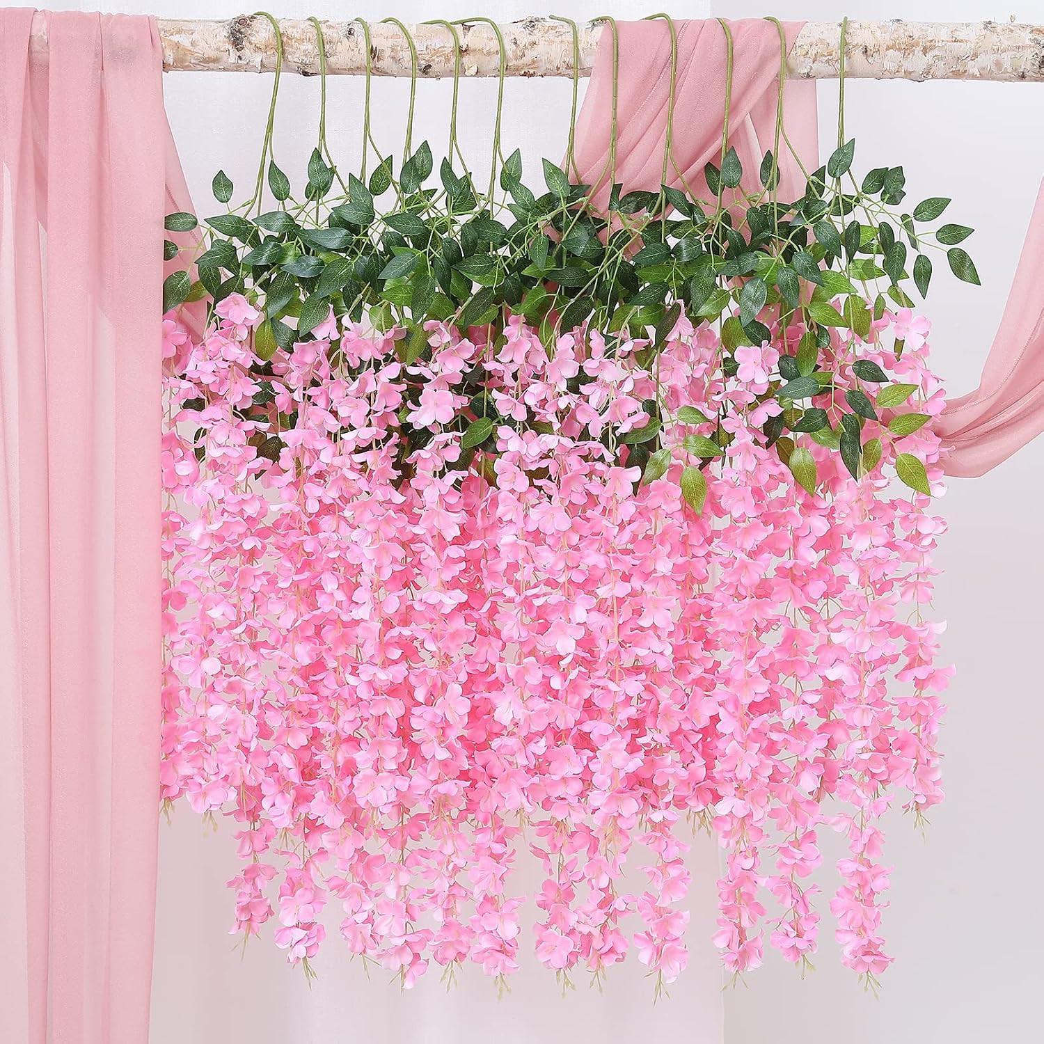 12 Piece Artificial Silk Wisteria Vine 3.6 Feet Ratta Hanging Flower Garland Str