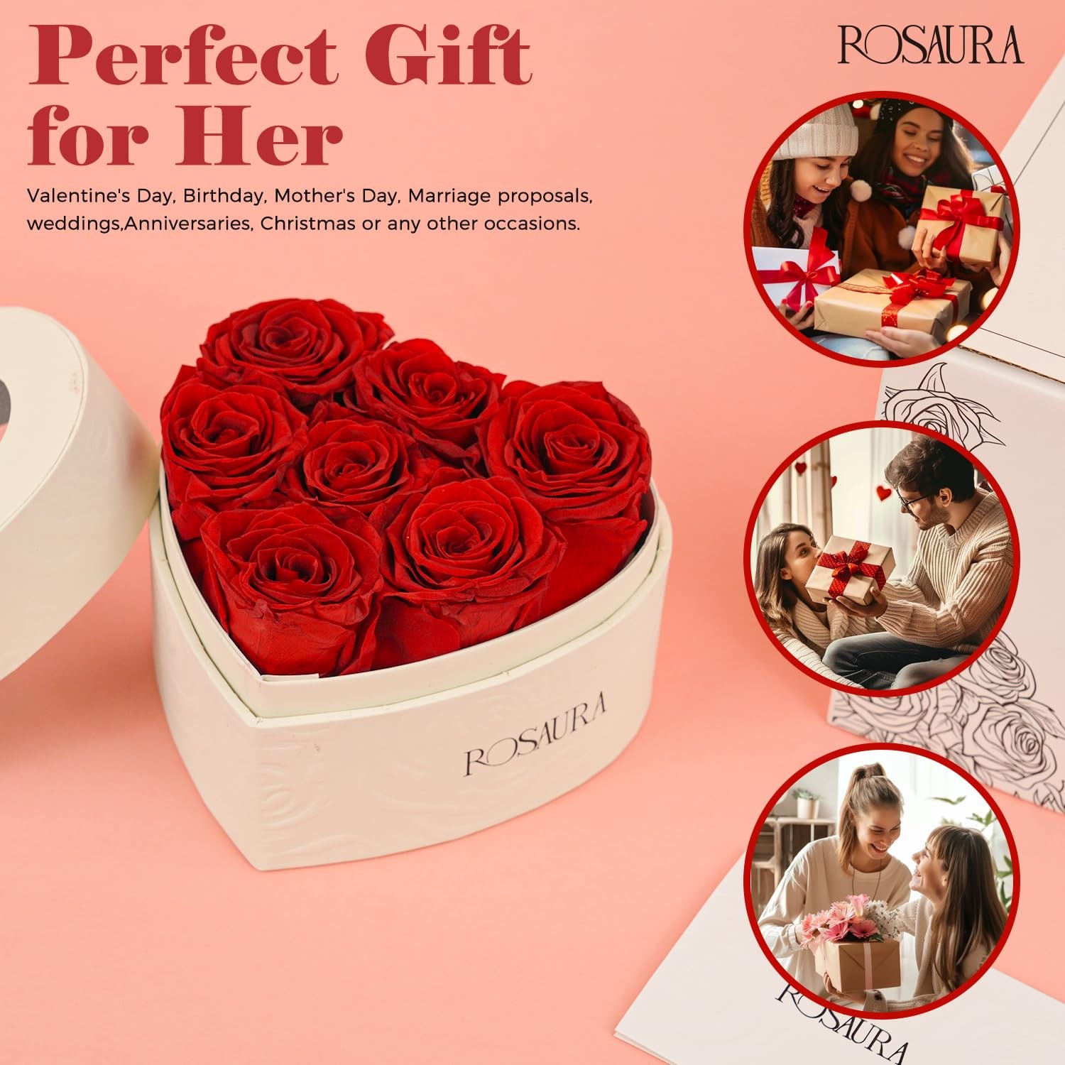 Heart-Shaped Preserved Roses Gift Box – Real Forever Flowers for Birthday Val…