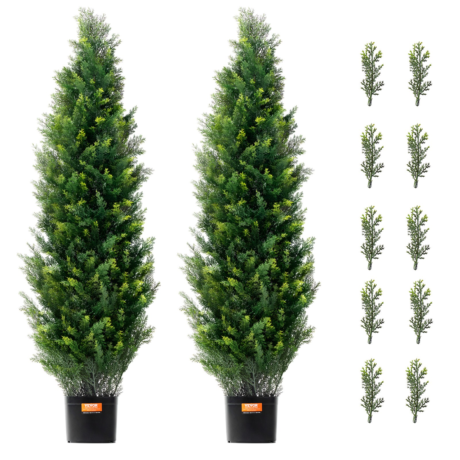 VEVOR 2 Pack 4ft Artificial Cedar Topiary Tree Plant UV Decor Indoor Outdoor