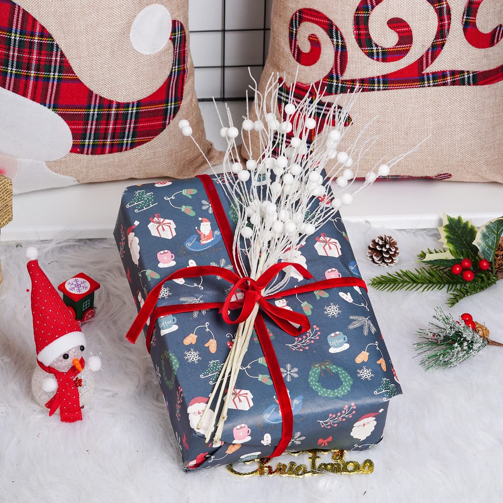 12 Pack Glitter Curly Christmas Spray Set White Wispy Willow Christmas Picks …