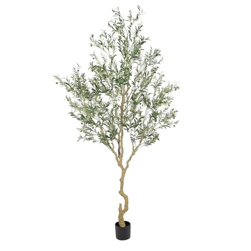 Tall Faux Olive Tree，（08in） Realistic Potted Silk Artificial Olive Tree， 9ft 1
