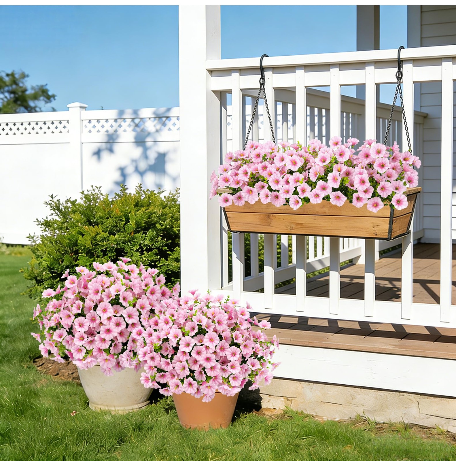 Roberly 12 Pcs Artificial Morning Glory Flowers for Outdoors, Pink