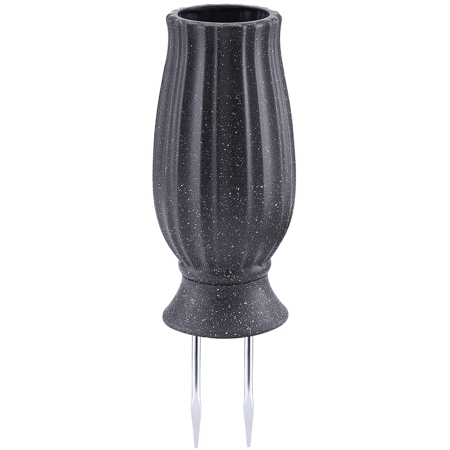 10″ Cemetery Vases with Metal Spike | Flower Holder for Grave Decorations, Drain