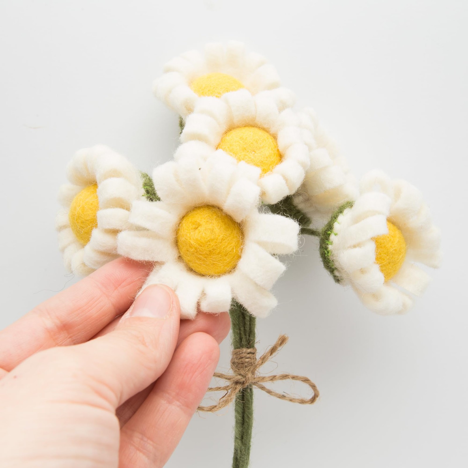 Felt White Daisy Artificial Flowers Bouquet – 6 pcs | Reusable, Washable and …