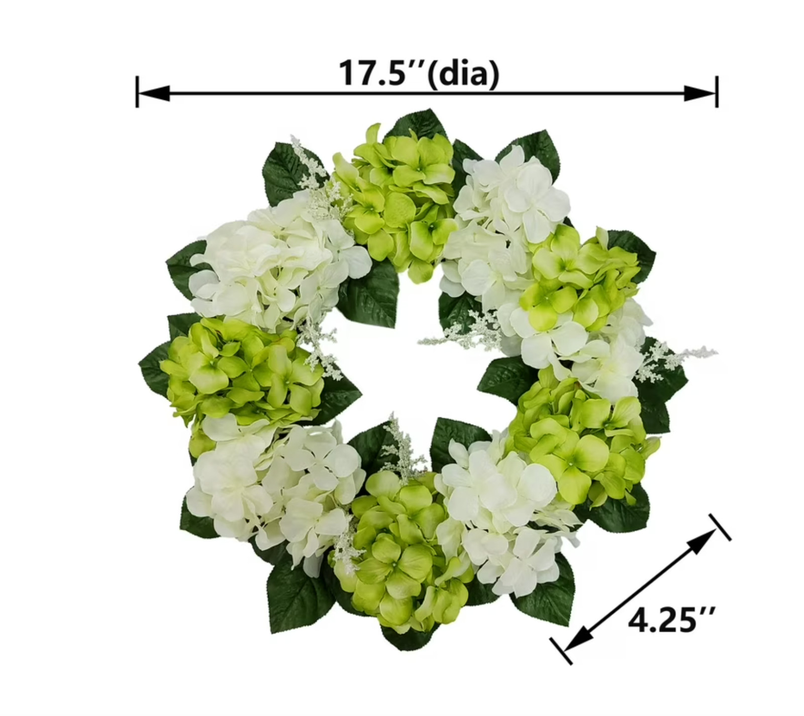 Mainstays 17in Indoor Artificial Hydrangea Wreath, Green Color TIKTOK VIRAL
