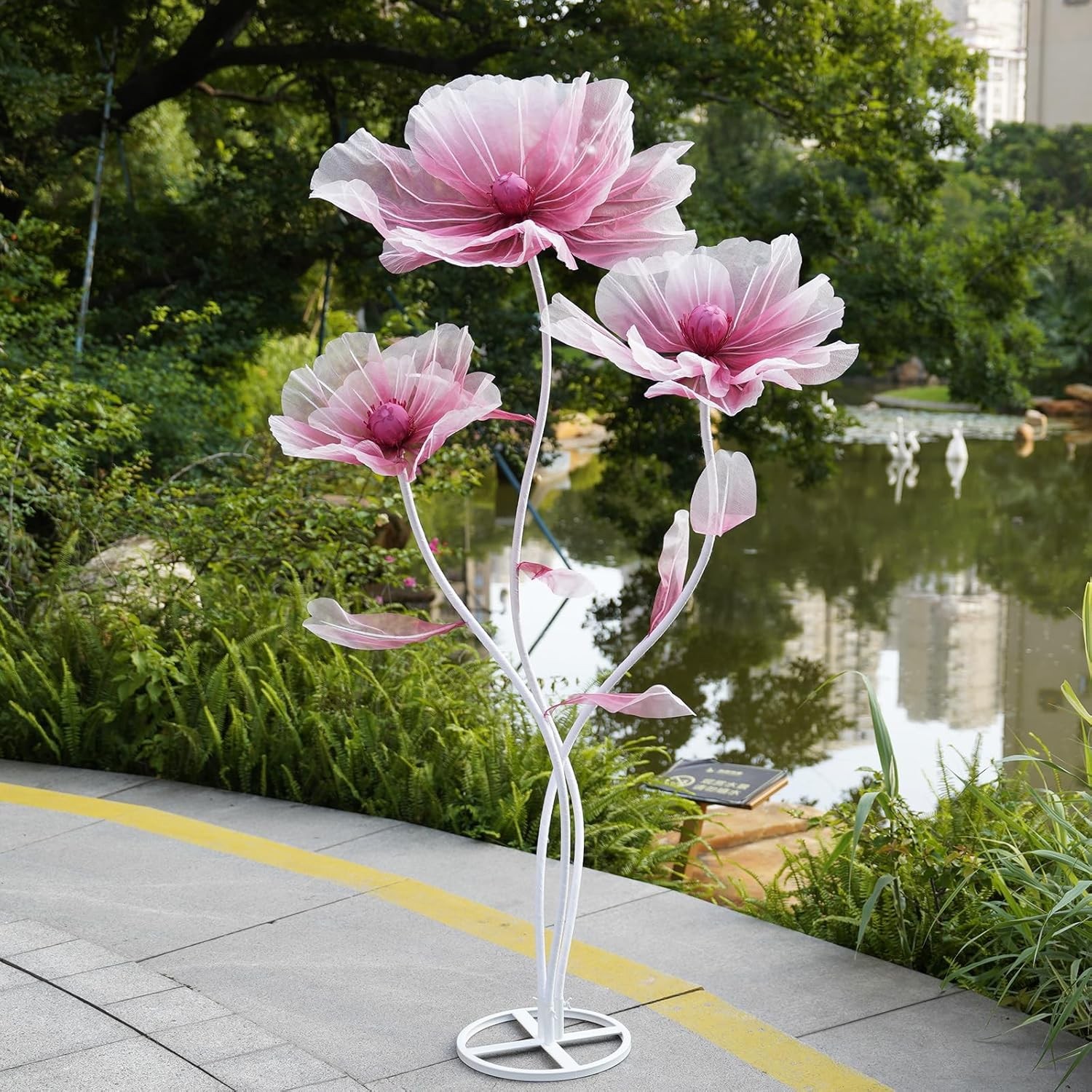 Giant Organza Flowers with Stand for Wedding Decor Shop Display Garden Party