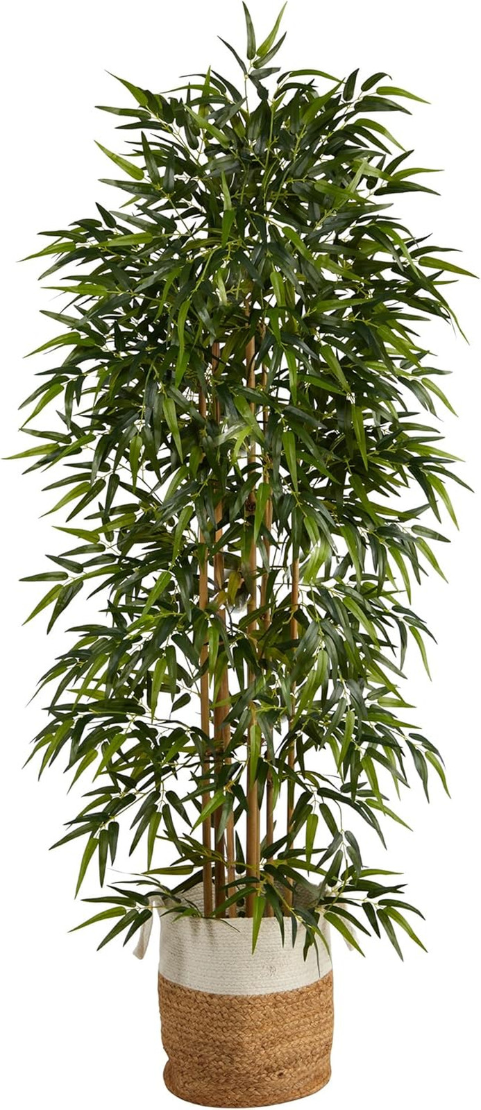 6Ft Artificial Bamboo Tree in Handmade Jute & Cotton Basket – Perfect Decor!