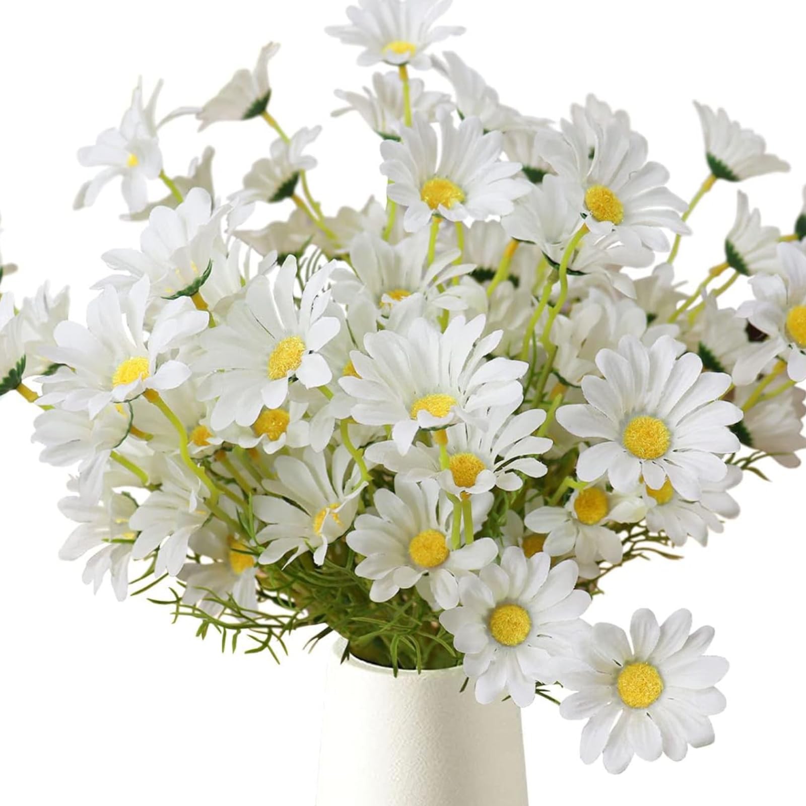 Artificial Flowers 8 Bundles 20” White Artificial Daisy Flowers UV Resistant …