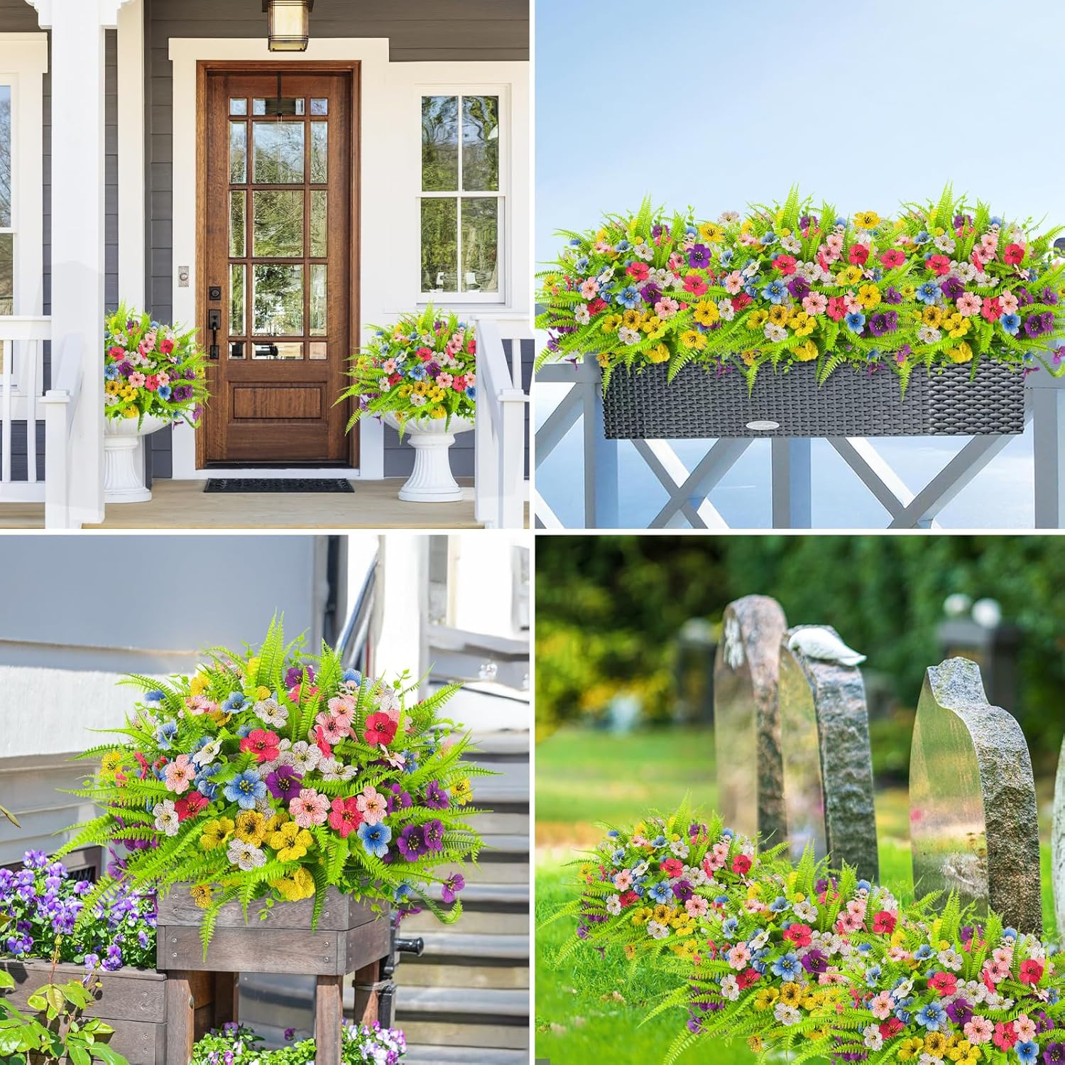 Artificial Flowers Outdoor UV Resistant 12 Bundles Spring Fake Flowers Eucalyptu
