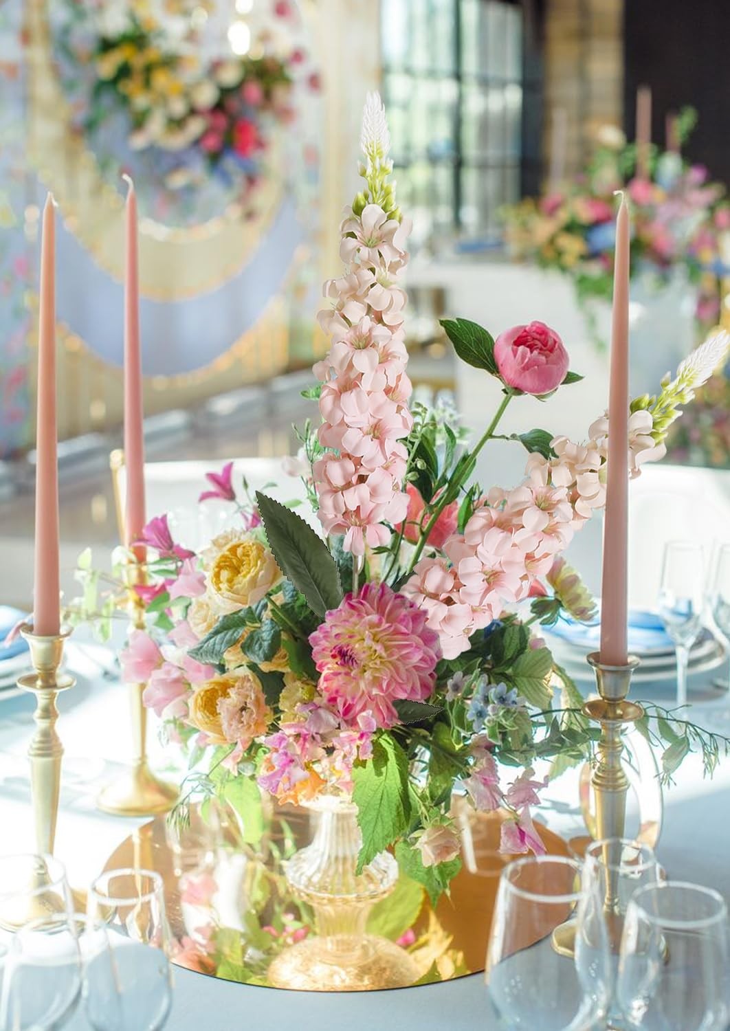 8PCS Snapdragon Artificial Flowers Pink Delphinium Artificial Silk Flowers Lo…