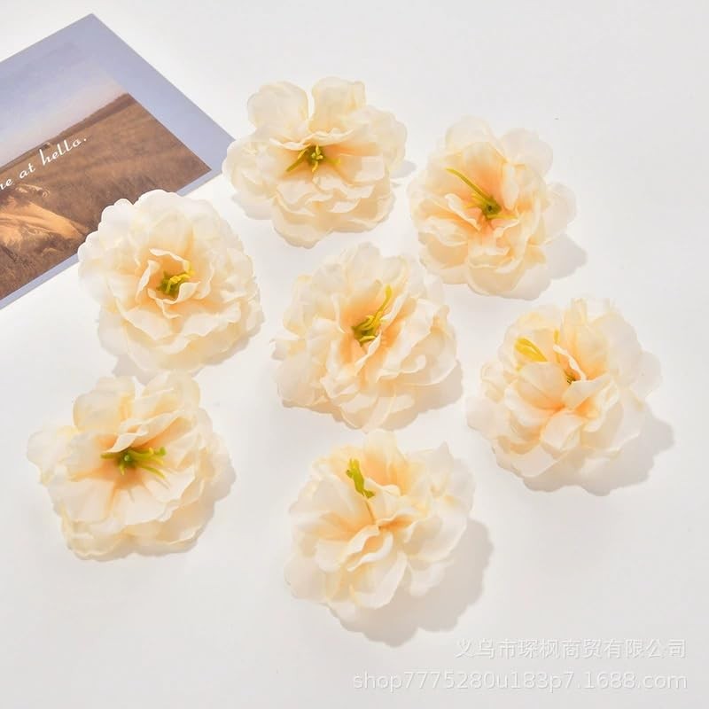 50 PCS Silk Rose 2 Inch Small Fake Flower Heads Peony For Crafts Multicolour