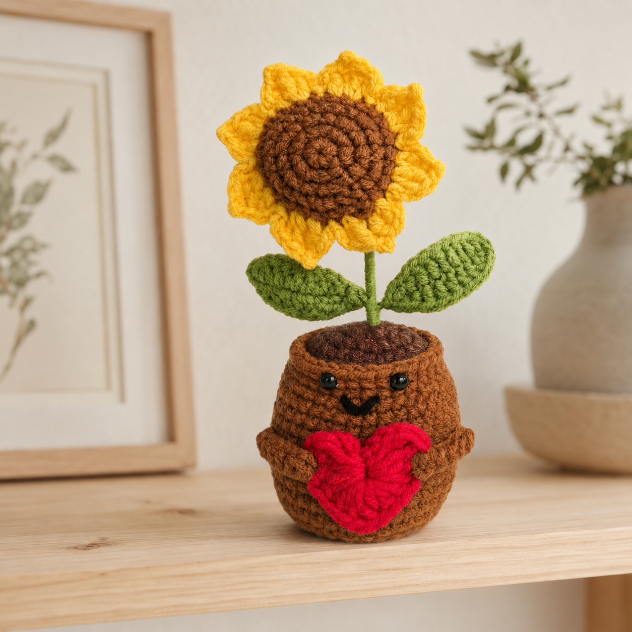 Handmade Crochet Flower Pot 6in Emotional Support Desk Decor Choose Style