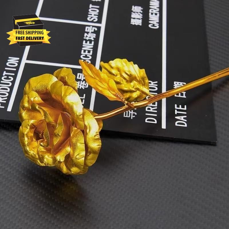 Gold Dipped Rose, Eternal Long Stem Golden Rose | Luxurious Romantic Gift for Wo